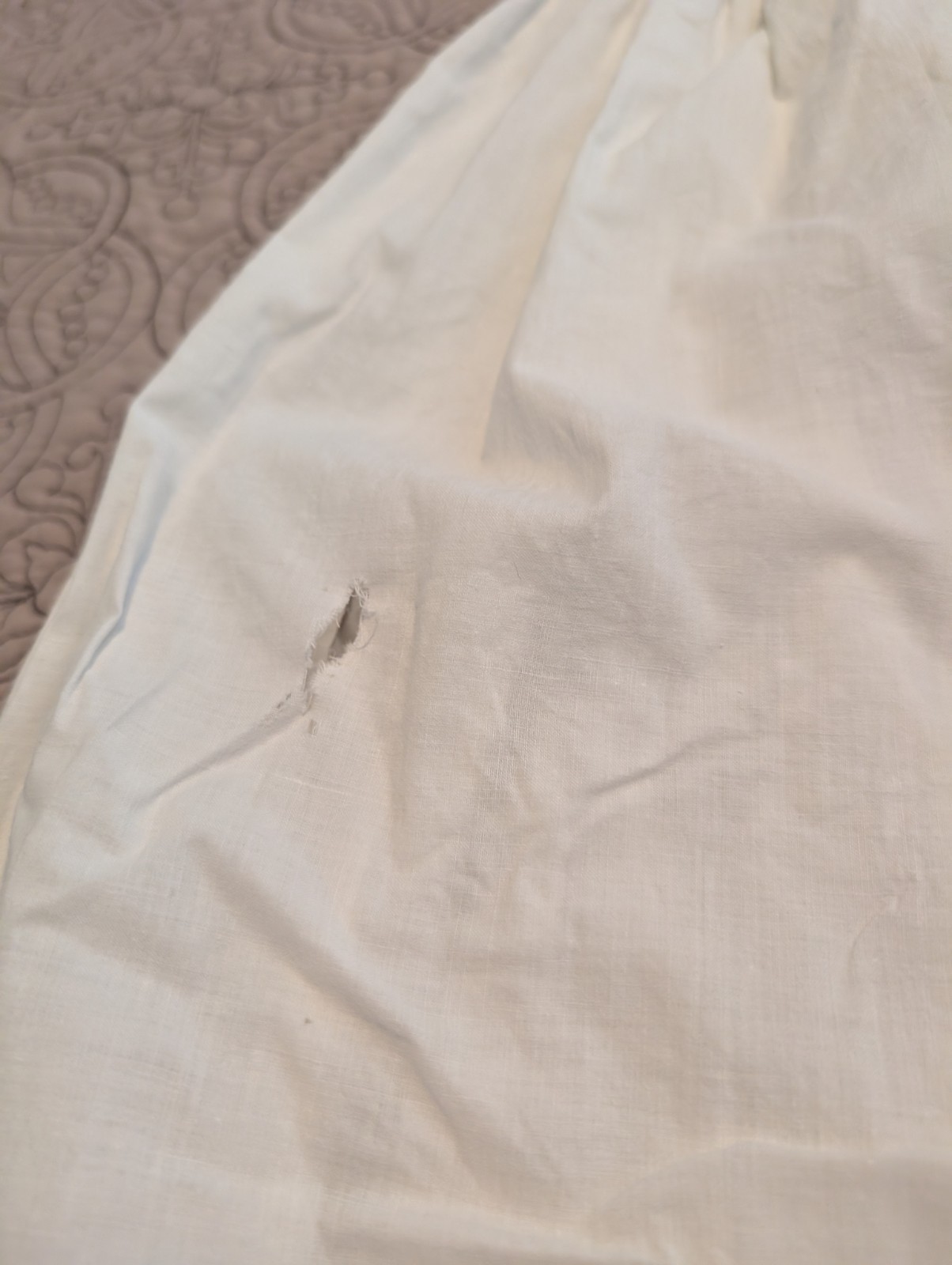 Antq Edwardian White Cotton Pleated Lace Bottom Young Girl/ Small Girl Petticoat