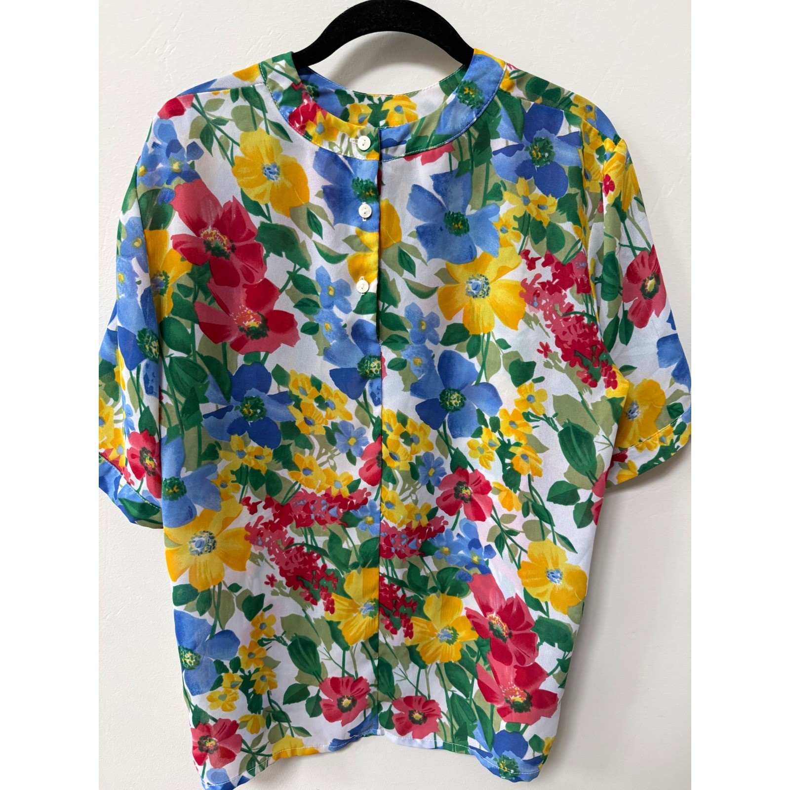 Vintage Tan Jay Womens Floral Blouse Multicolor Made in USA Size 8 Cottagecore