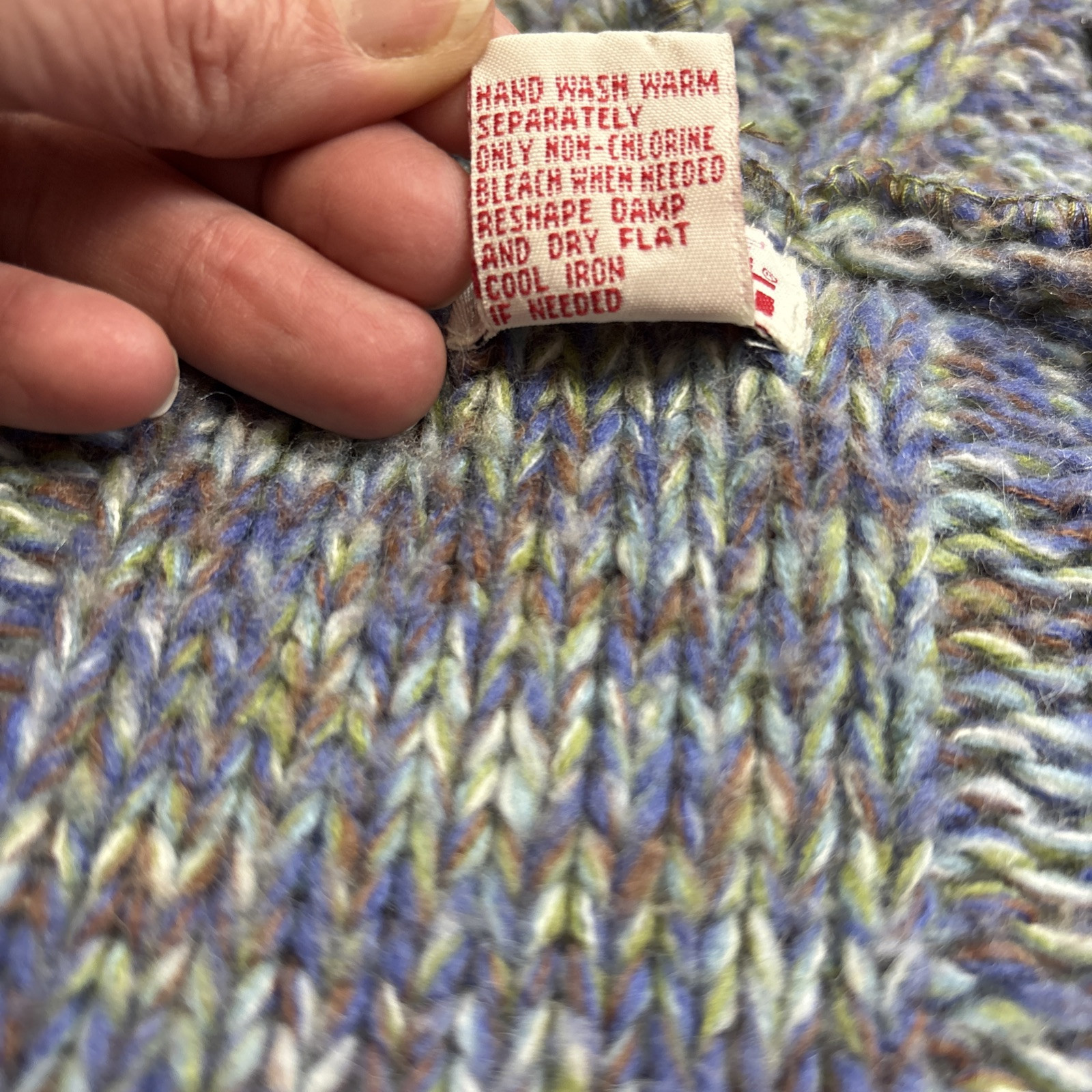 Vintage TILT Knit Zip Up Hoodie Sweater Sz M Cottagecore Blue Purple 90s Y2k