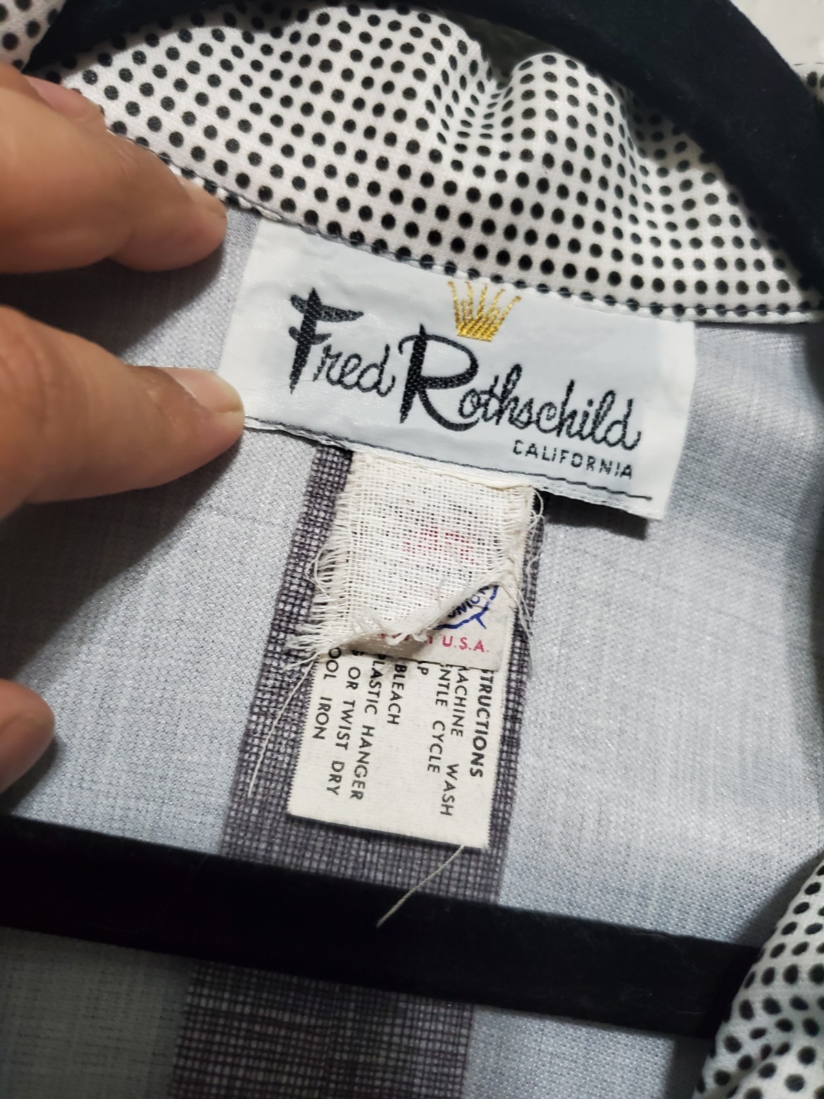 VTG 50’s Fred Rothschild Gray Heathered Collared Dress Button Up Women’s Large