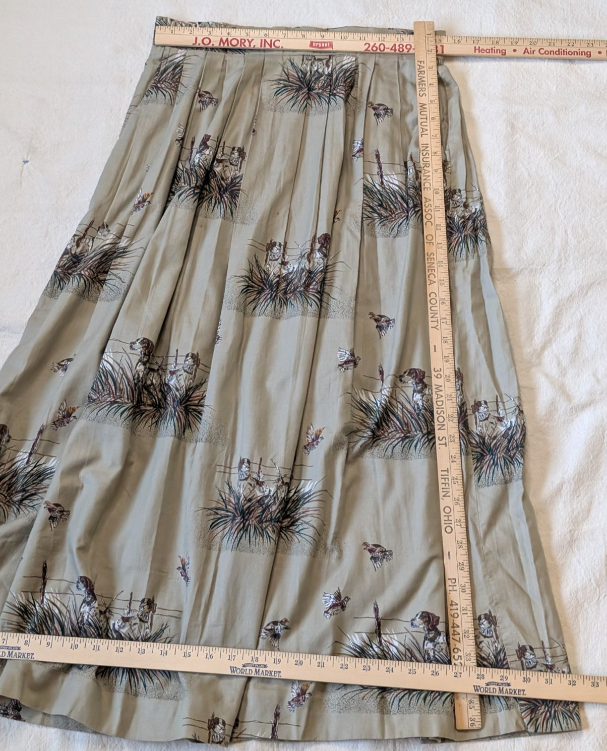 Vintage 80s Women’s All Cotton Hunting Dog Print Maxi Skirt Ruff Hewn Size 14 US