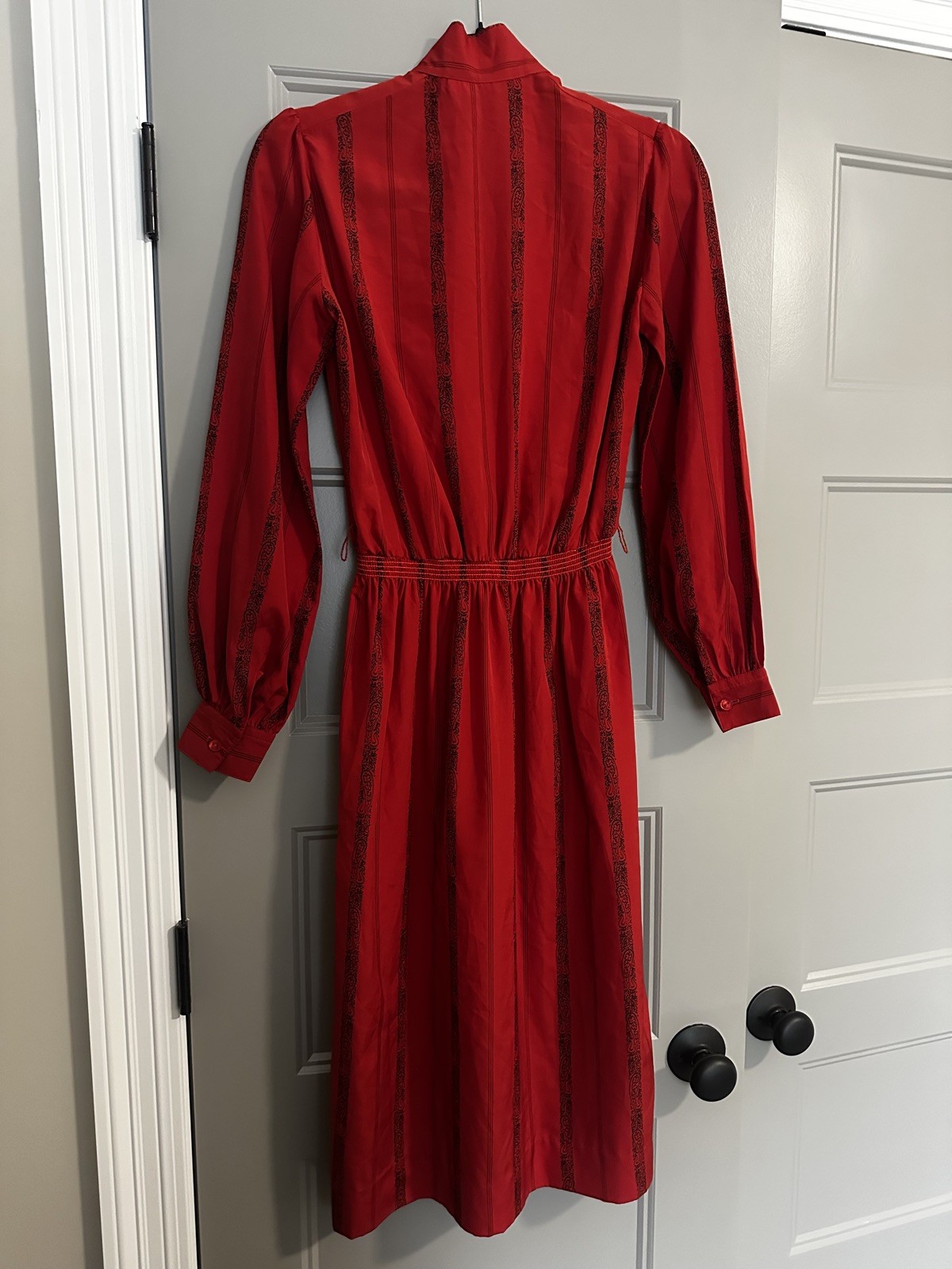 Vintage Lanvin Shirtdress Red & Black Pattern. 60s/70s