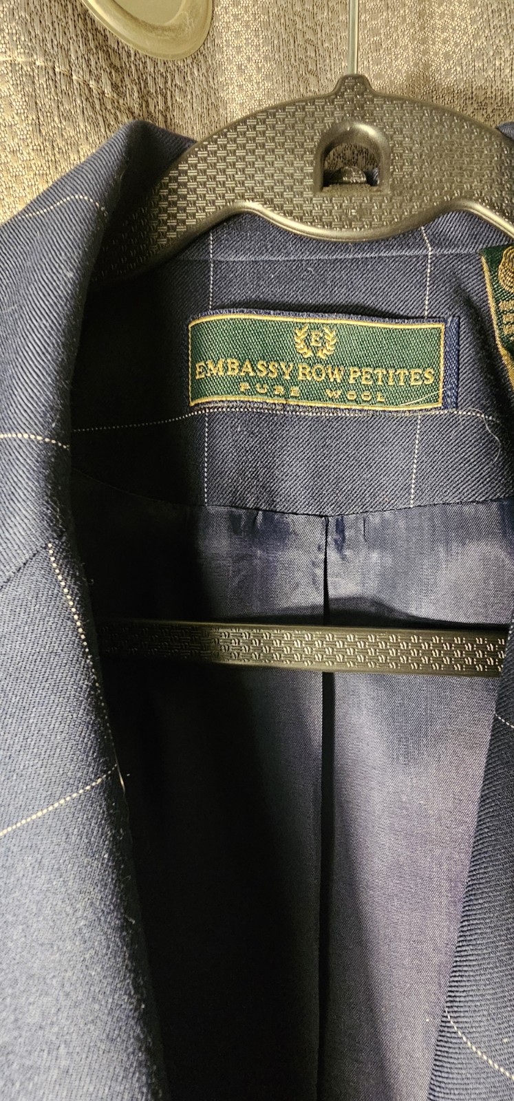 Vintage Embassy Row Petite Navy Windowpane Wool Blazer – Academia/Preppy Style