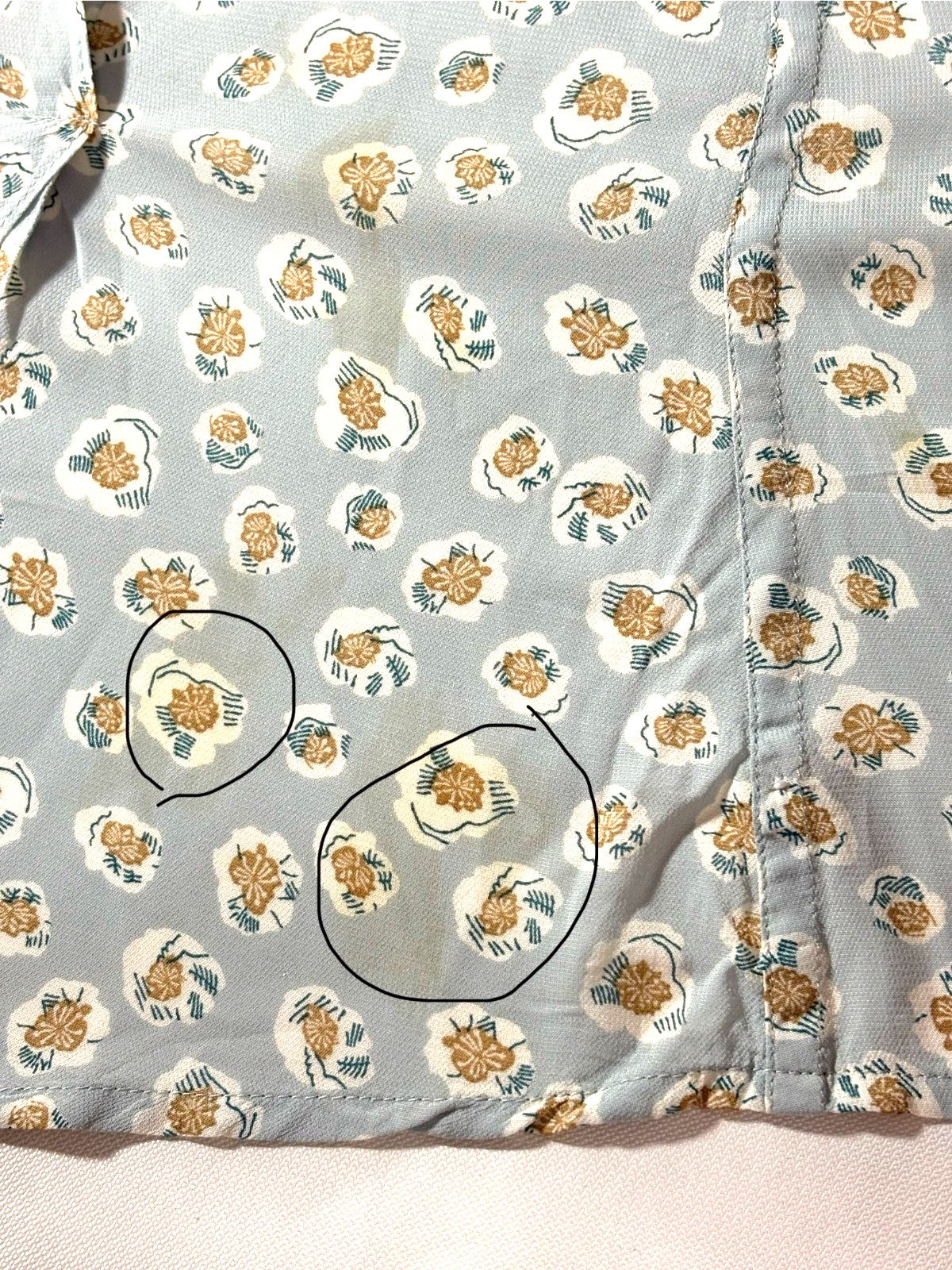 FLAX SOFT GREEN PRINT BLOUSE, MARKED SMALL BUT FITS LARGE , VINTAGE 1980’S