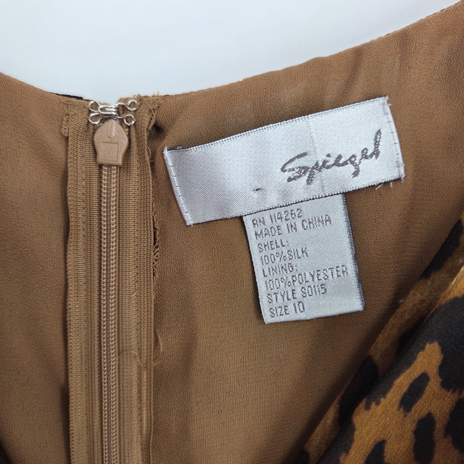 Vintage Spiegel 100%Silk Leopard Print Cocktail Dress Mob-wife Lolita Siren Sz10