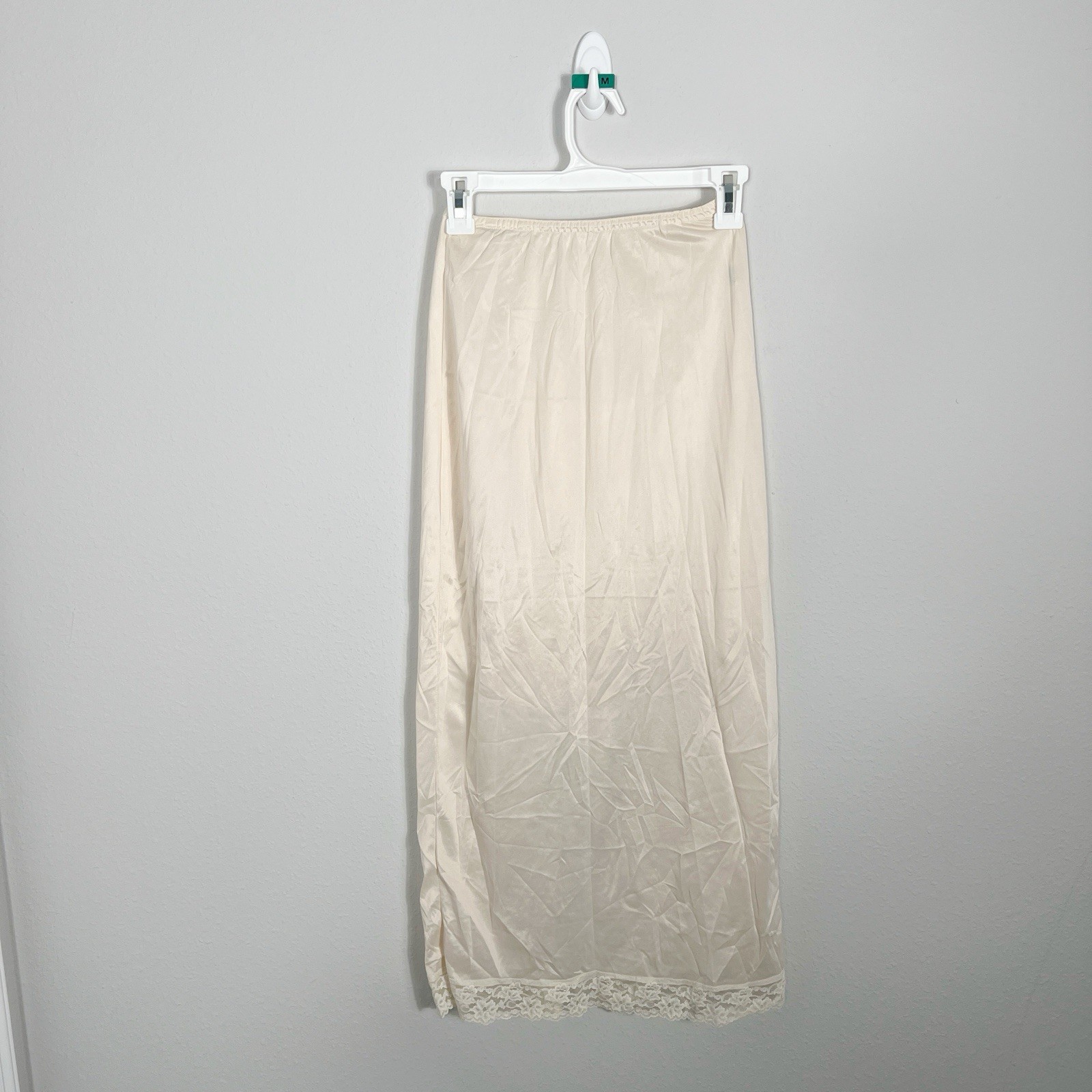 VTG Greenco Maid Nylon Half Slip Lace Hem Slits Silky Pink/biege Size Small