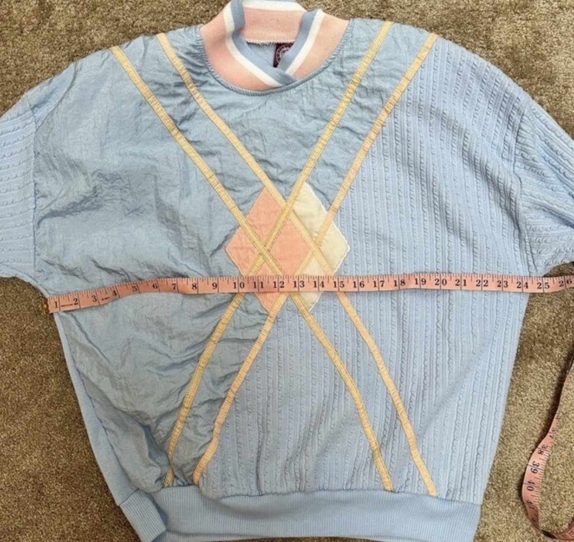 VTG 80s 90s Lightweight Windbreaker Pullover Jacket Pastel Pink Blue L Women’s