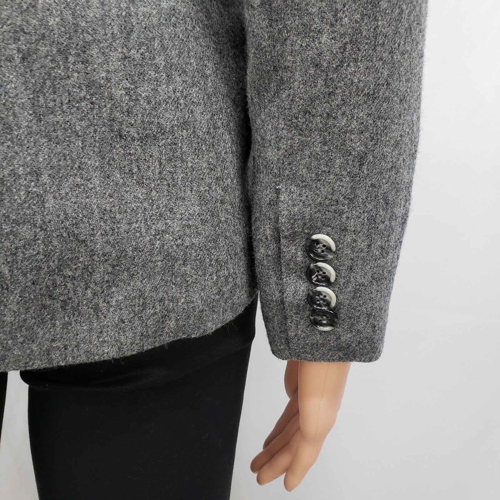 Vintage Union Made 1980s Evan Picone Petite Pure Wool Blend Blazer Jacket Gray S