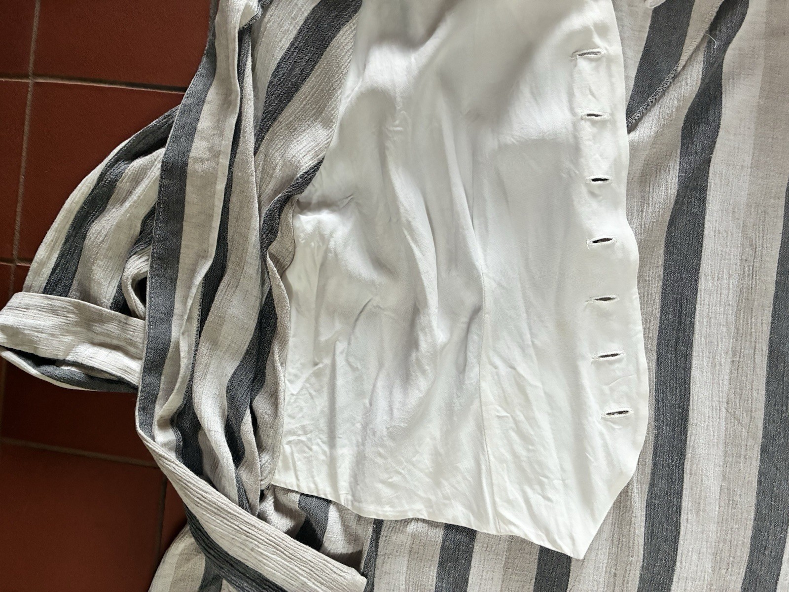 Vintage 90s Striped Jacket Attached Blouse Size L XL Lightweight Career USA
