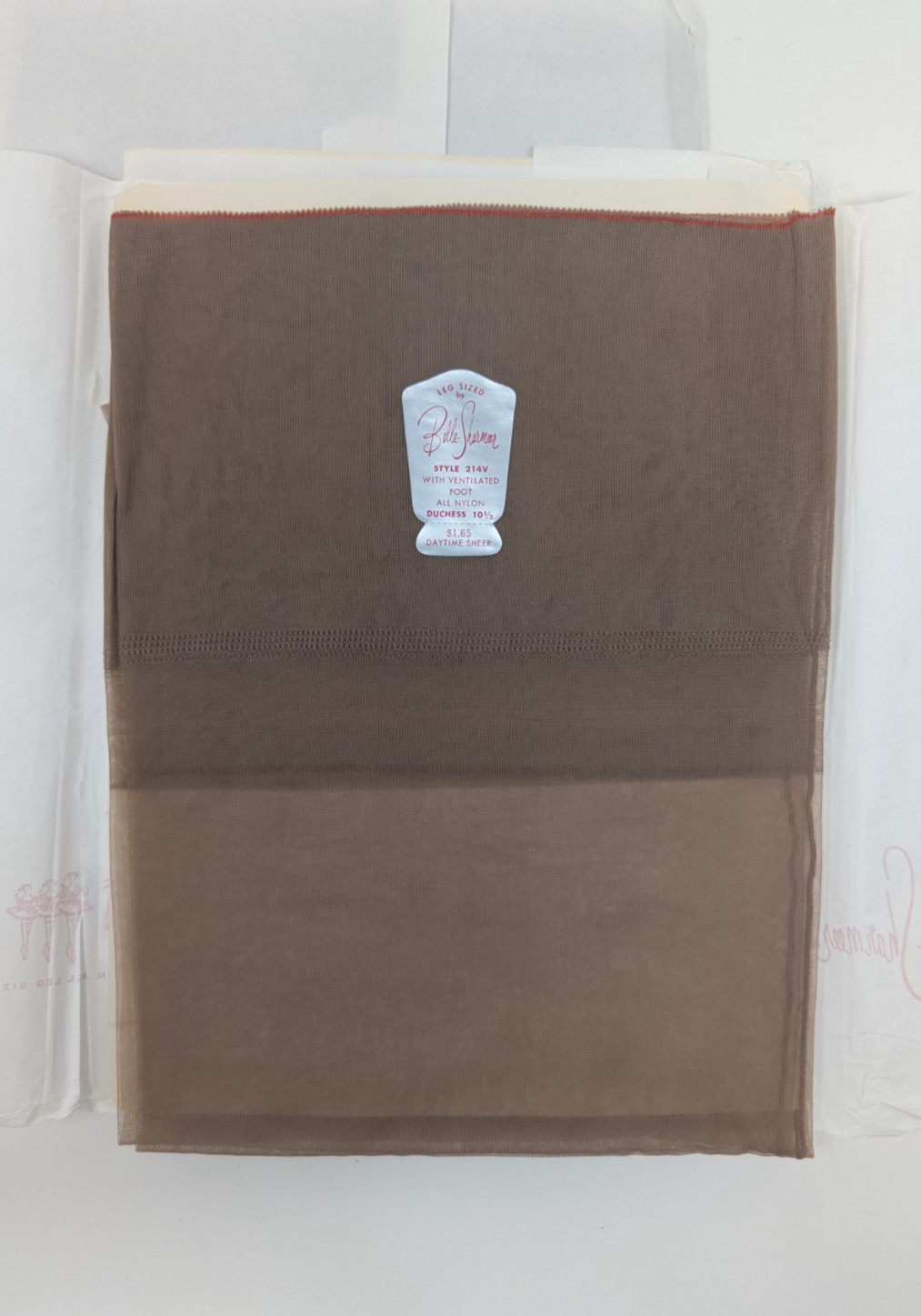Vtg Belle Sharmeer SEAMED NYLON STOCKINGS 1204V Duchess Taupe Sheer – Size 10.5