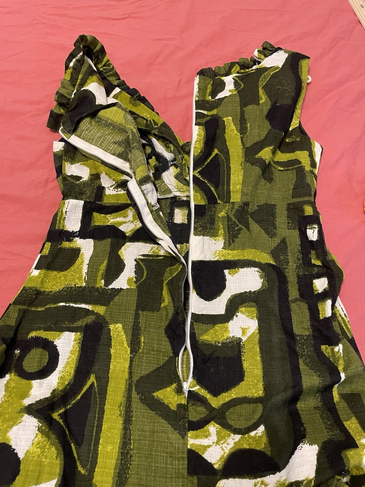Vintage Liberty House Hawaii Maxi Dress Size S Abstract Pattern Green And Black