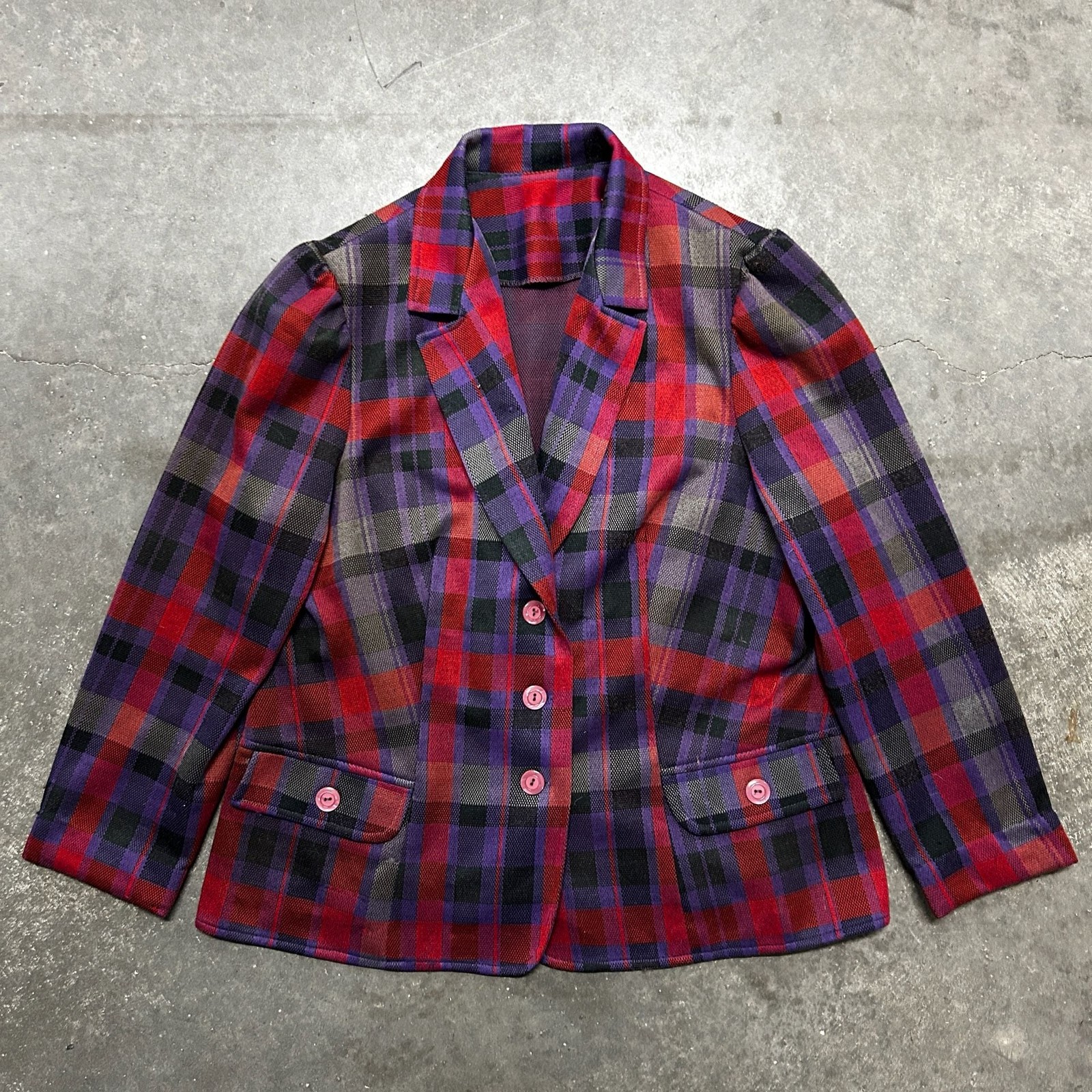 Vintage 80s Union Made Women’s Plaid Blazer and Skirt Two-Piece Set