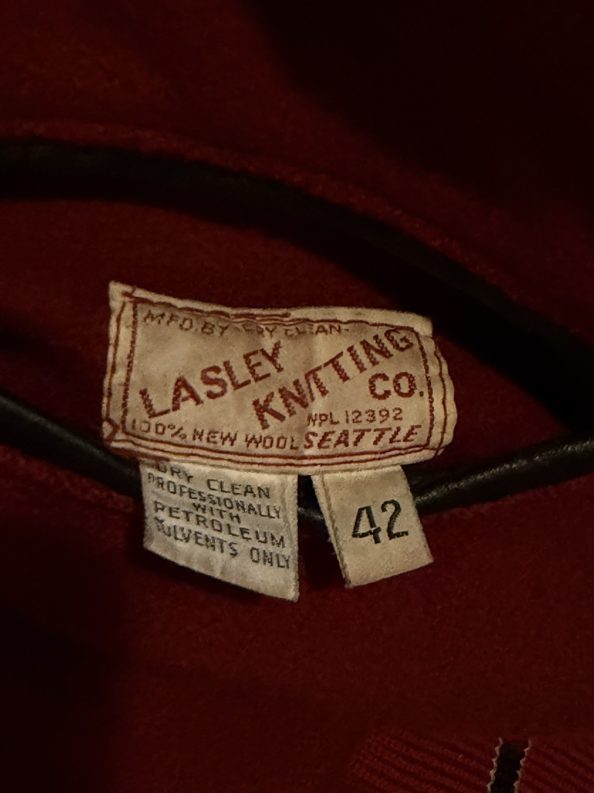 Vtg Lasley Knitting Co. Letterman Jacket Sz 42 Wool Red „W”