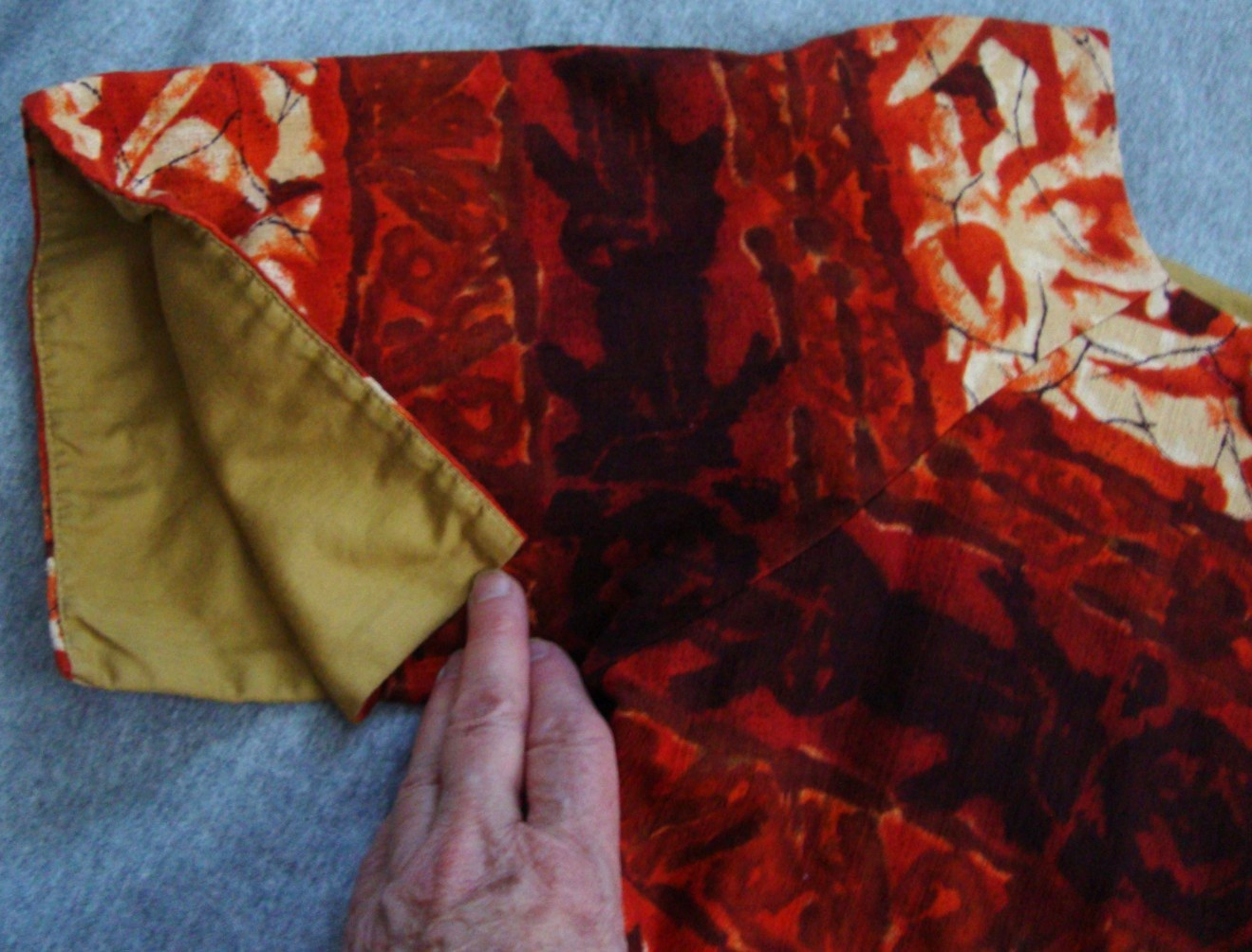 Kiyomi of Hawaii S Vintage 60s DRESS Orange Barkcloth Wraparound Shift Tiki