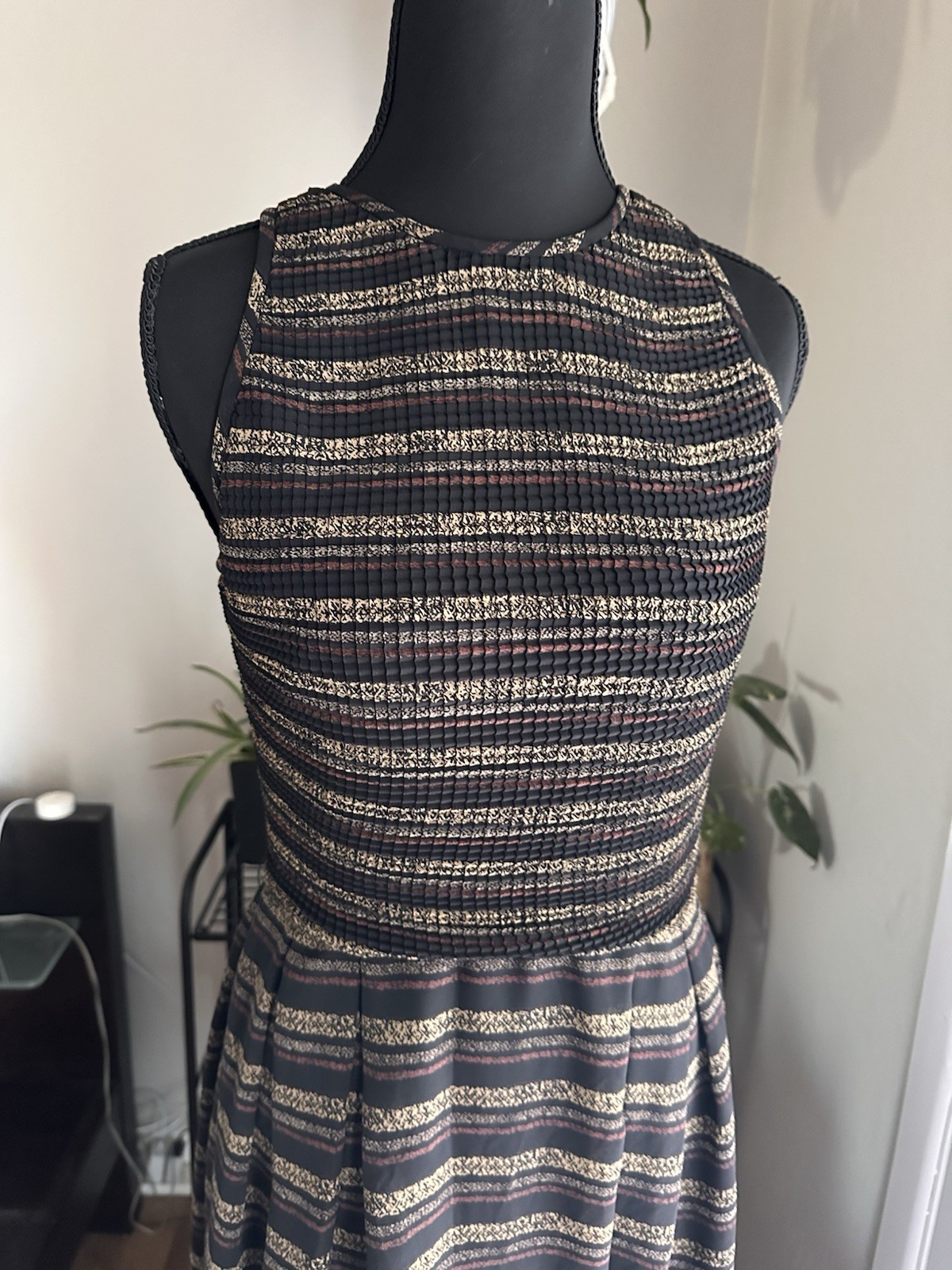 Kay Unger Petites Vintage 90s New York Halter Dress Striped Size 6 Multi Color