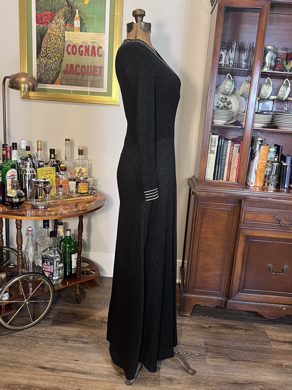 Vintage Cyn Les Black Long Sleeve Knit Dress