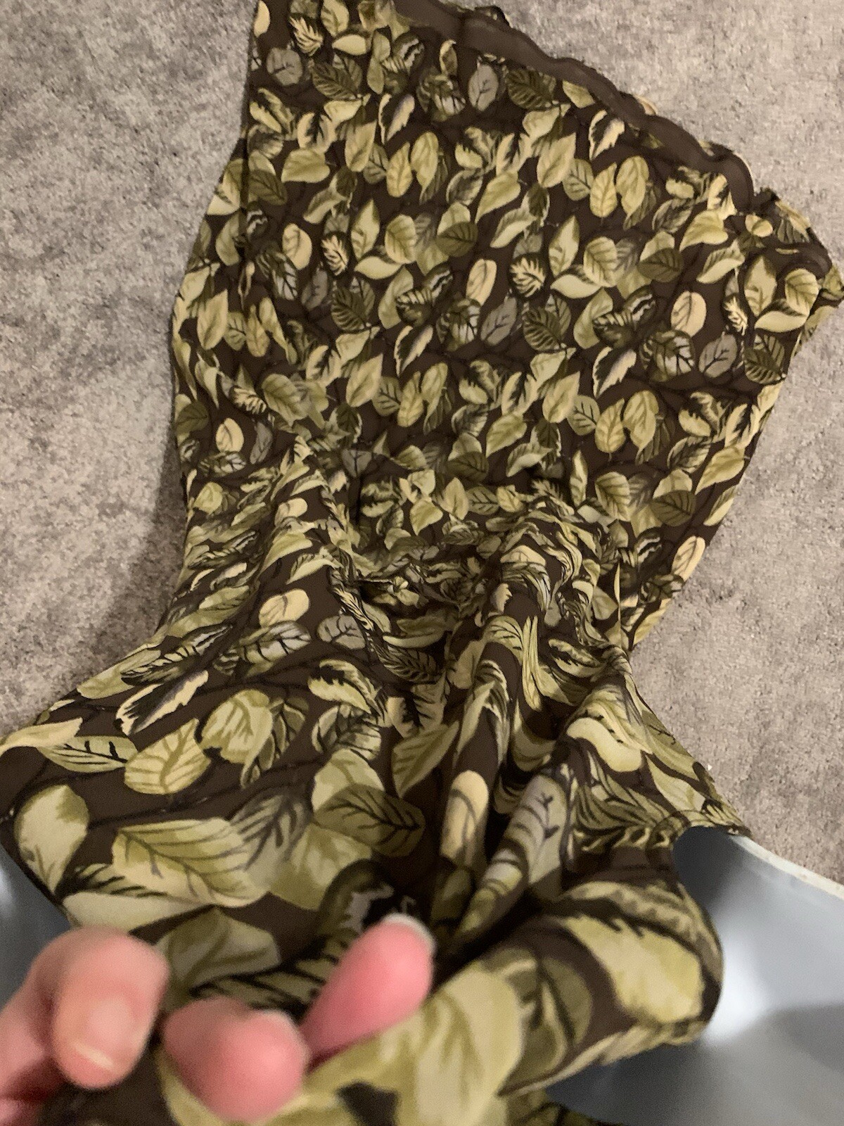 Vintage Et Vous Dress 100% Silk Maxi, Detailed Leaf Design , Cottage Core