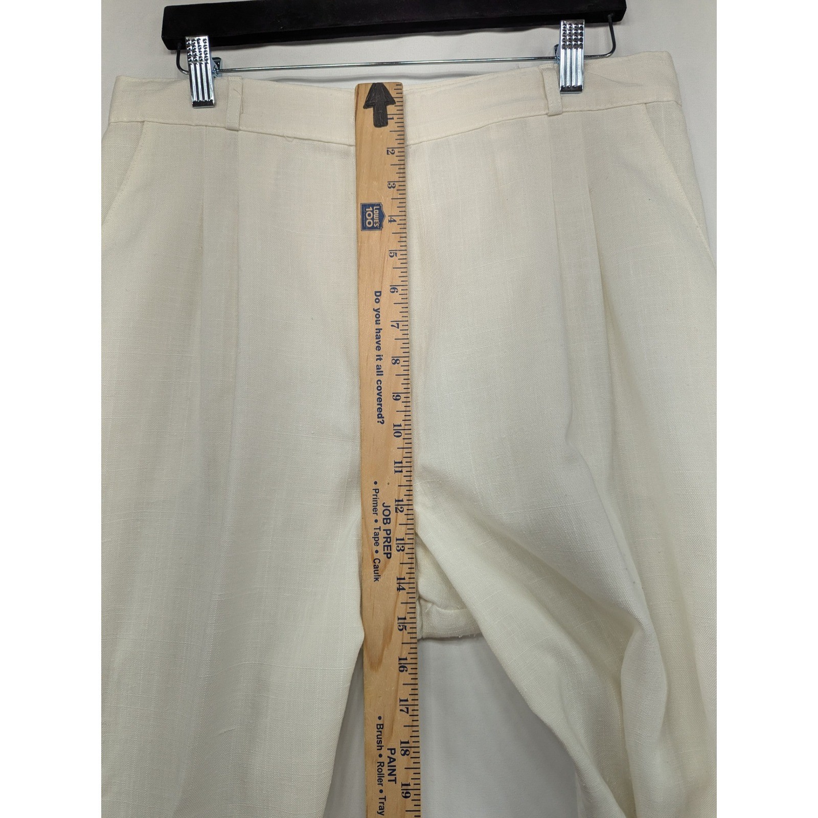 Stockton of Dallas Vintage Cream Pleated High Rise Straight Leg Trousers Size 18