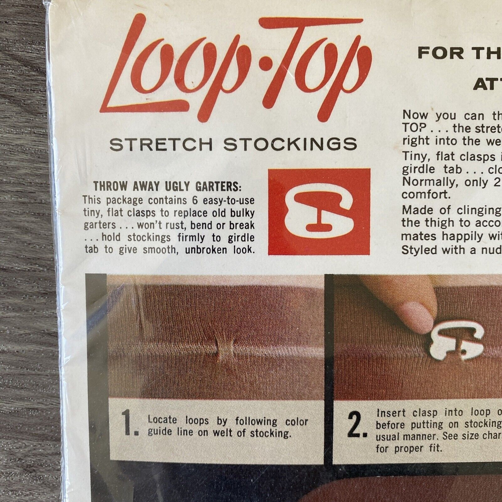 VTG Loop Top Stretch Girdle Stockings Size 1 Small Coffee New Sealed 60’s 70’s