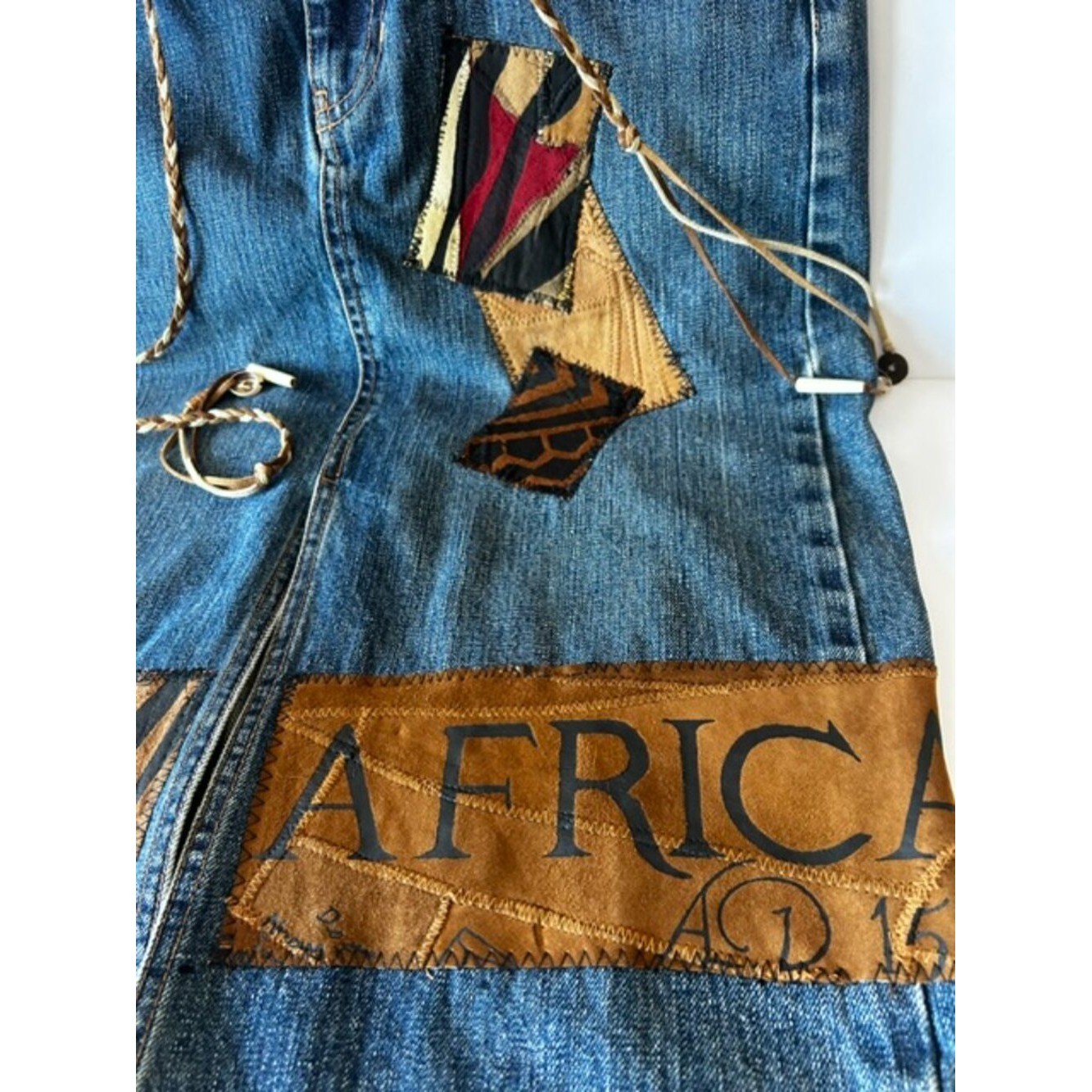 Ladies Vintage Artisan Denim Midi Skirt.