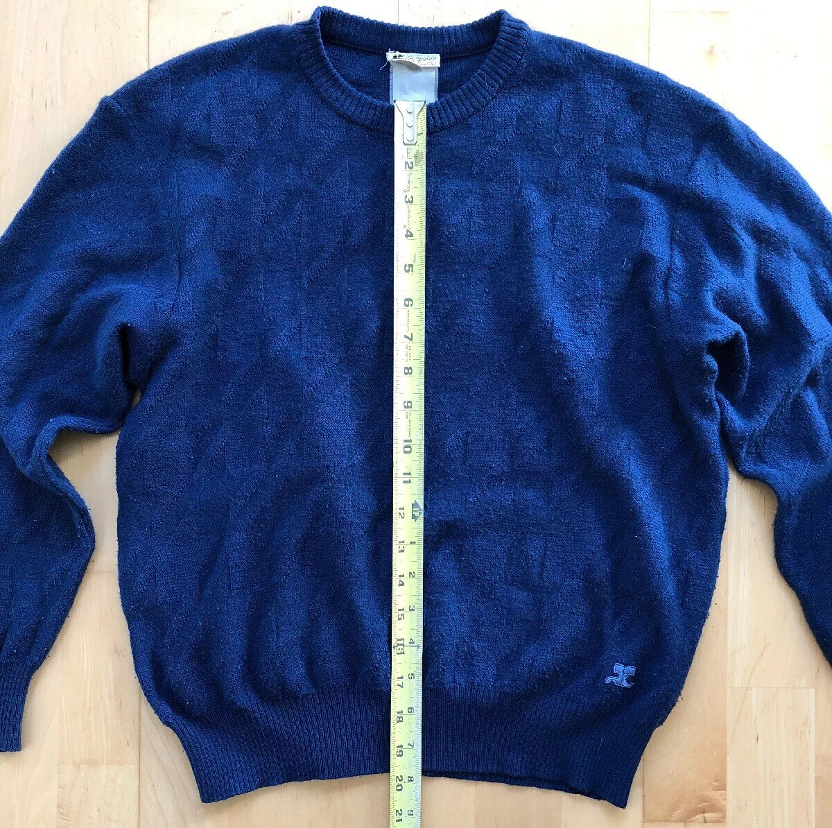 Vintage Courreges Paris Womans Blue Crew Neck Sweater Taille C