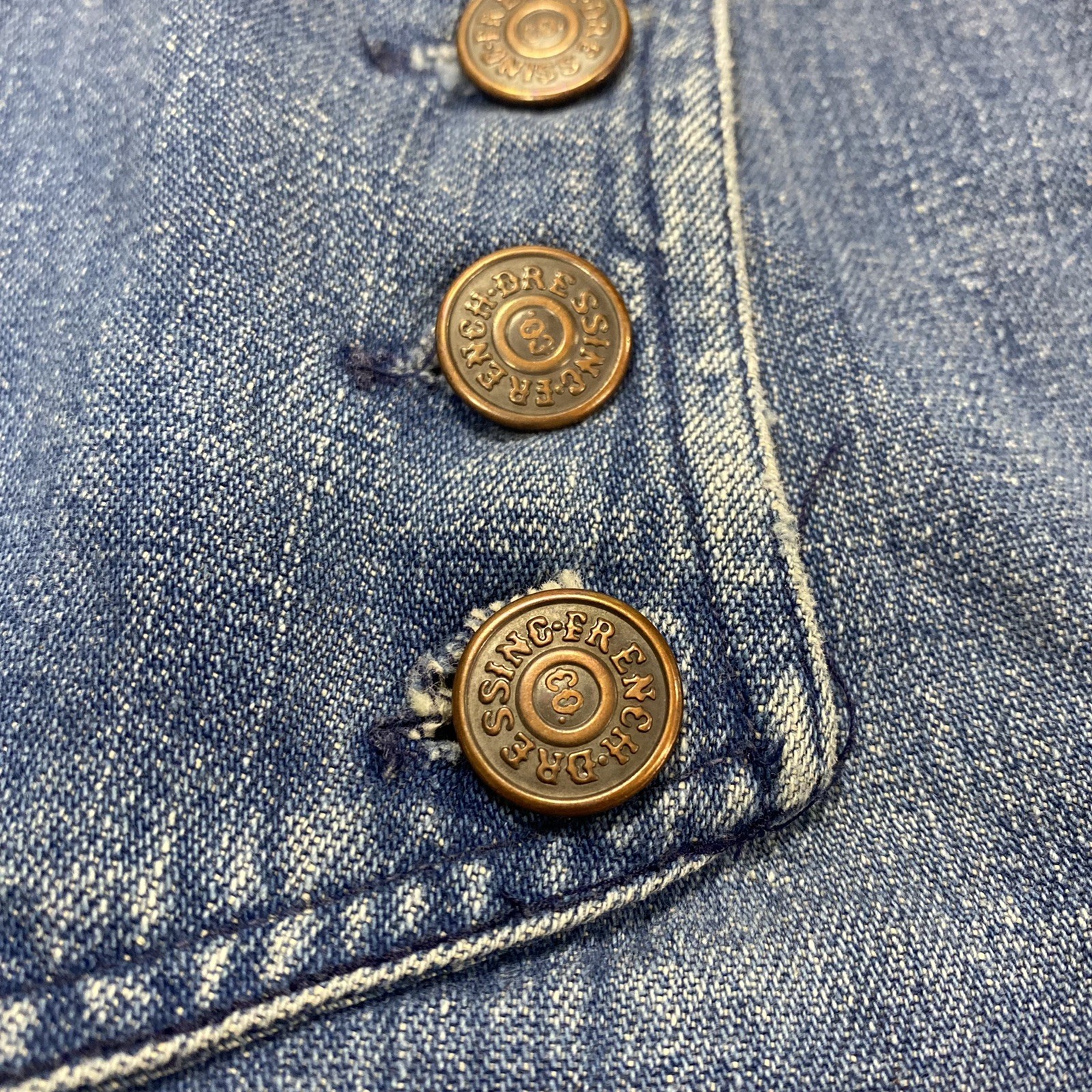 Vintage 1970s French Dressing Button Up Fly Bell Bottom Jeans 24” X 38”
