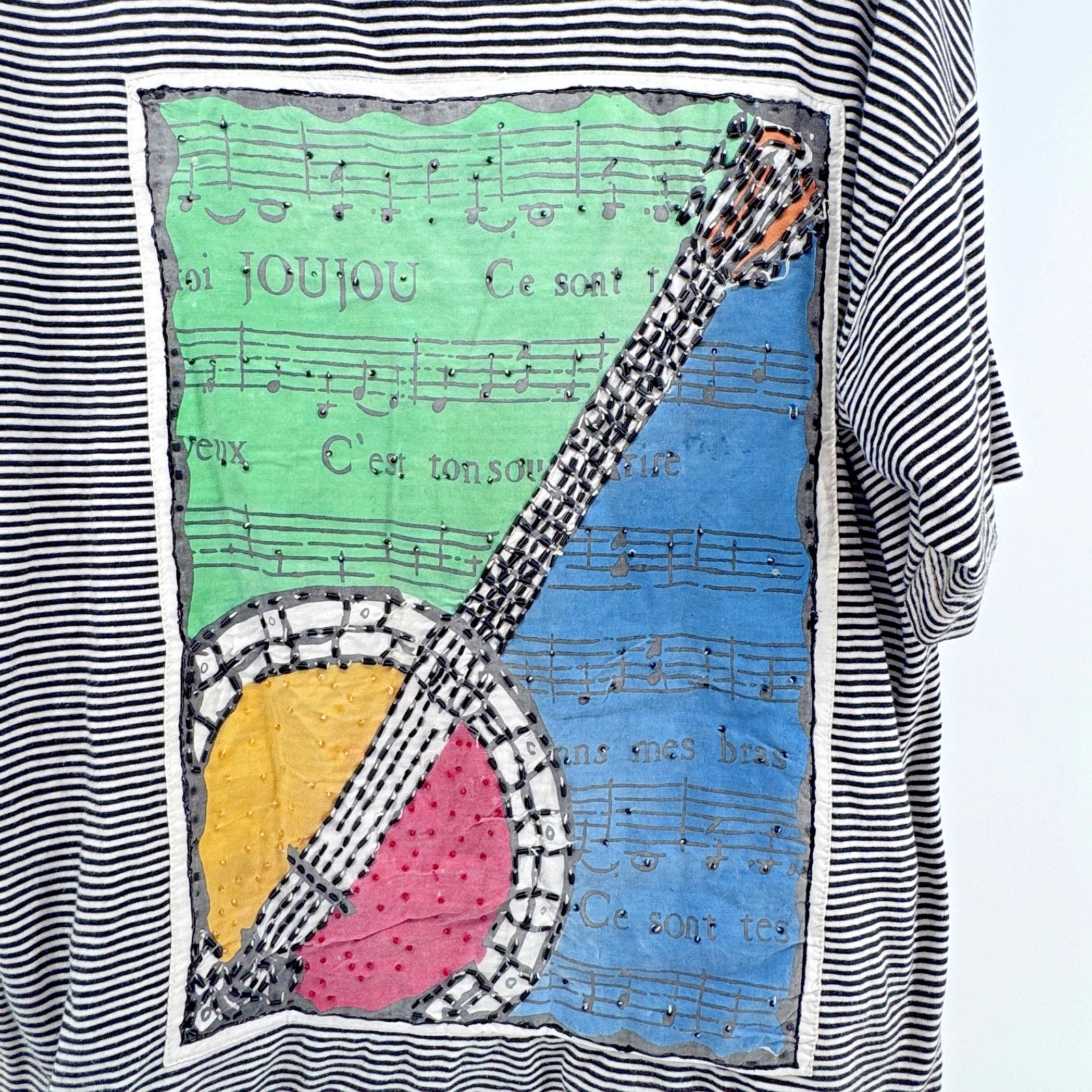 VTG JouJou T-shirt Le Concert de JouJou Black & White Striped- Art Music Grunge