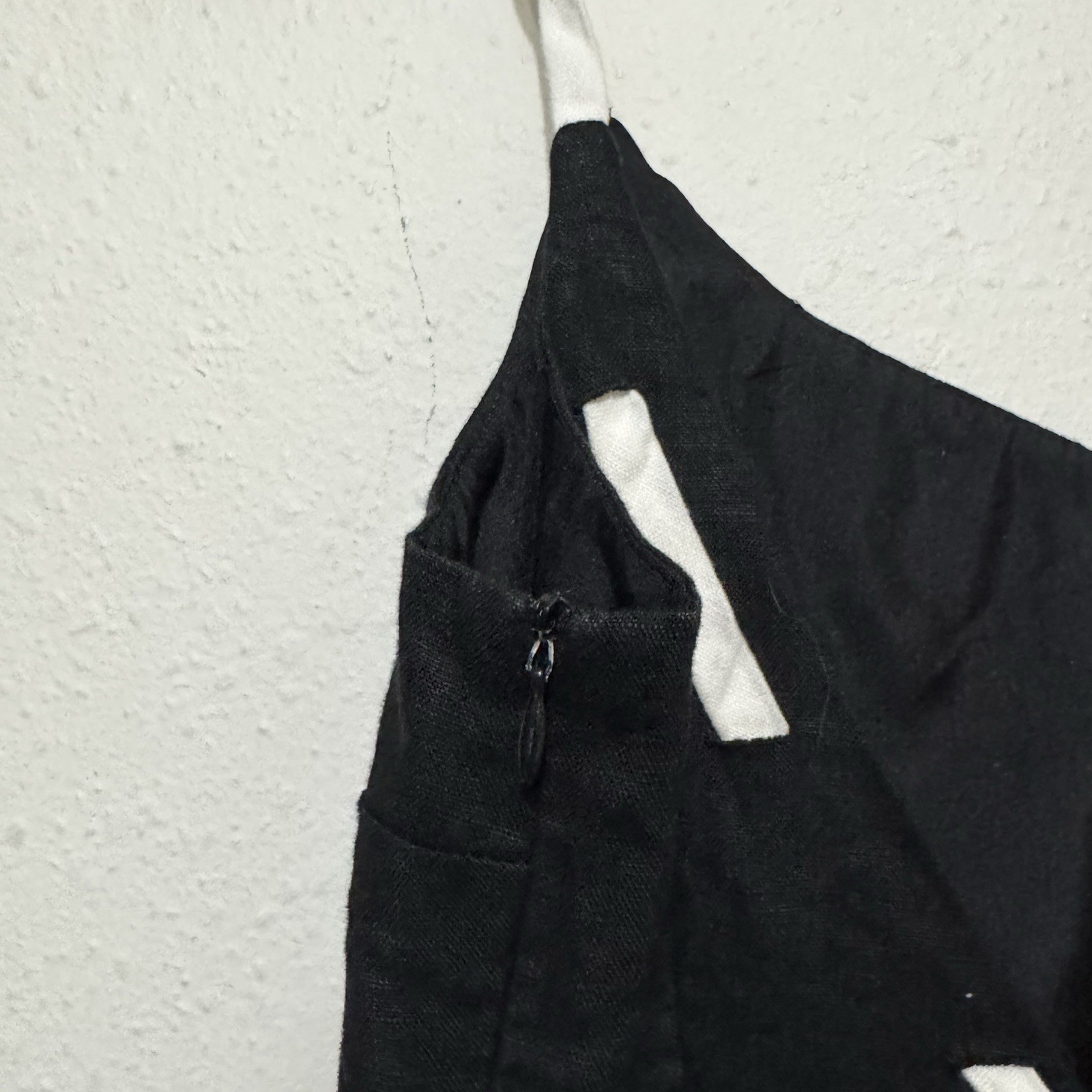 Vintage Althuser 100% Linen Slip Dress size 4 black low back classic shift