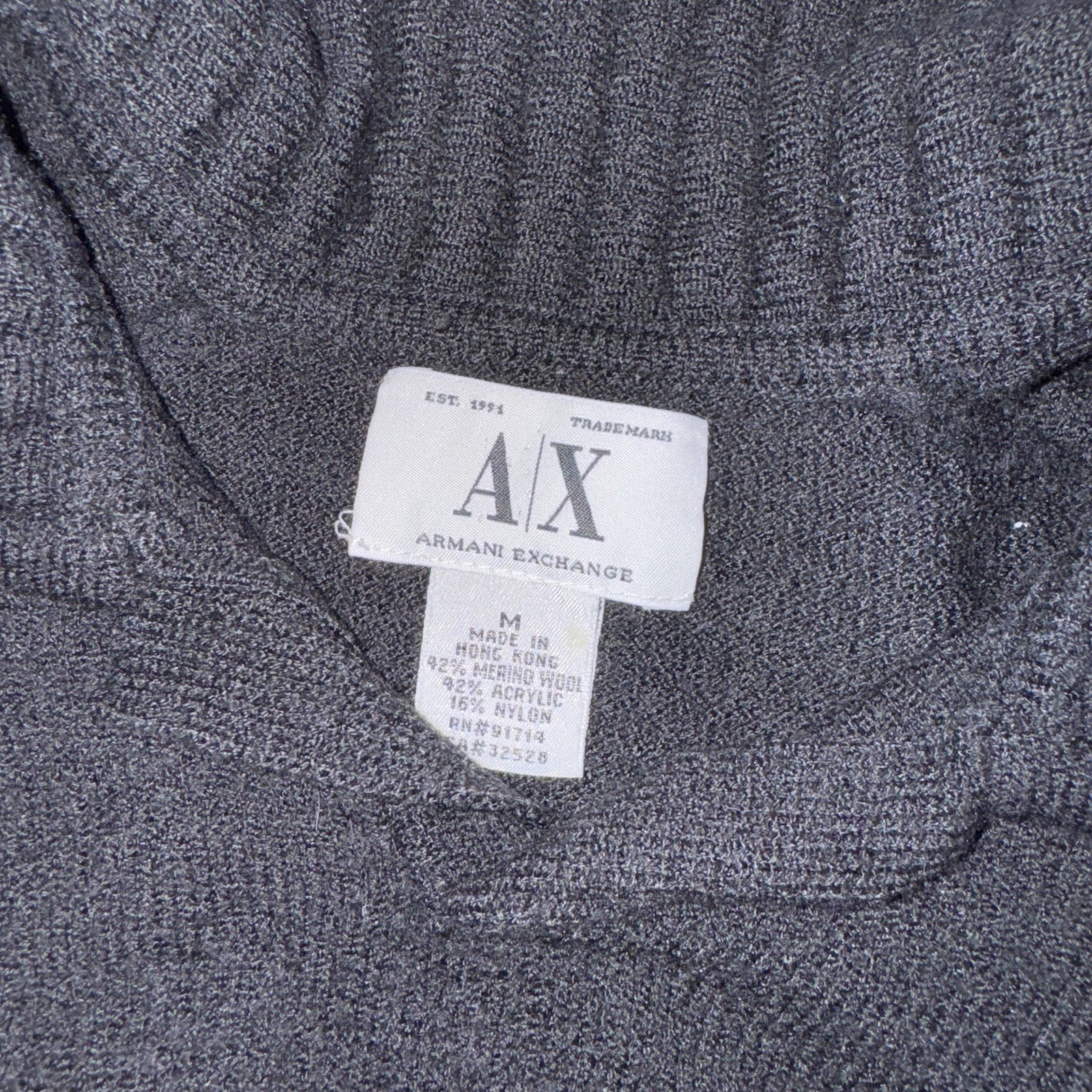 Vintage Armani Exchange Wool Blend Black Collared Sweater Polo Medium Preppy