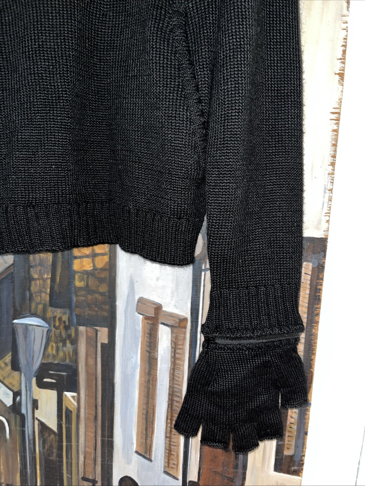 Y2K Rare Macgirl Goth Cyberpunk Rave Top Zip Off Fingerless Gloves Hooded Sz L