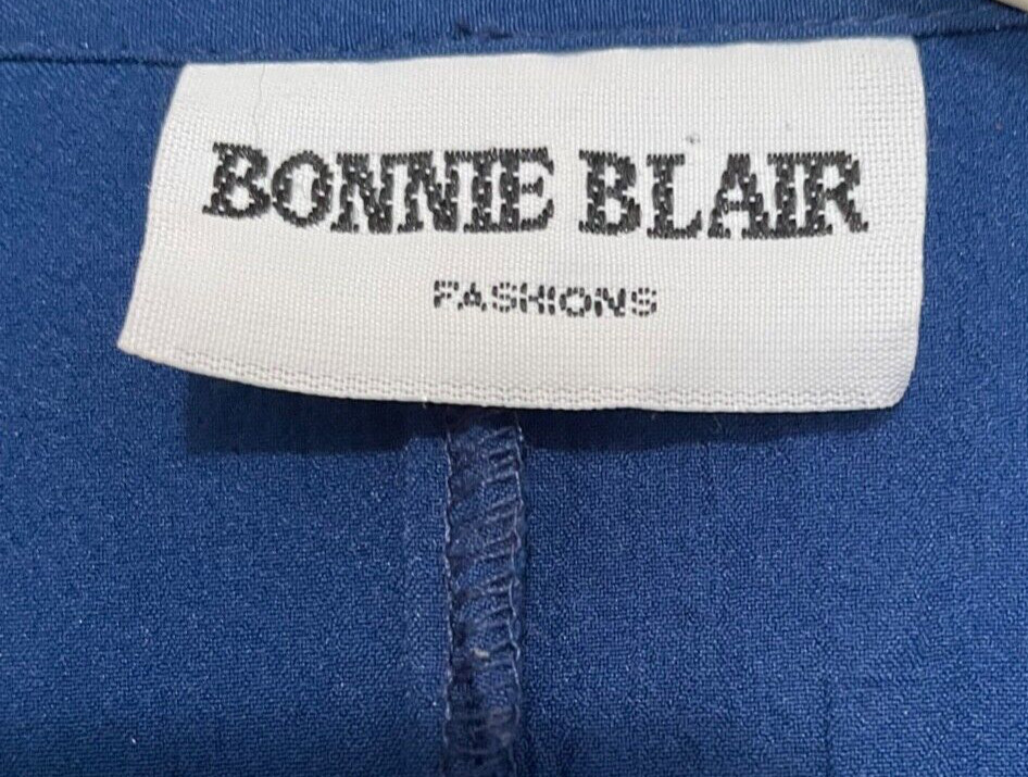 1980’s Bonnie Blair L/XL Women Top Blue Retro Sea Shell Gramma VTG Nautical EUC