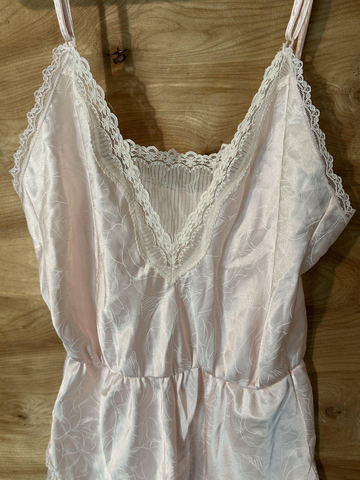 Vtg MAIDENFORM Chantilly SATIN Slip TEDDY Lingerie BODYSUIT Lace S 32 Union Made