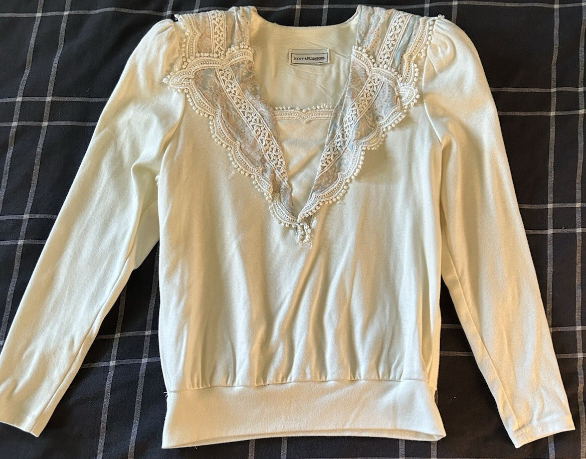 Vintage Scott McClintock 2 pc Set Skirt Top Soft Cream Spring Cottage Core Chic
