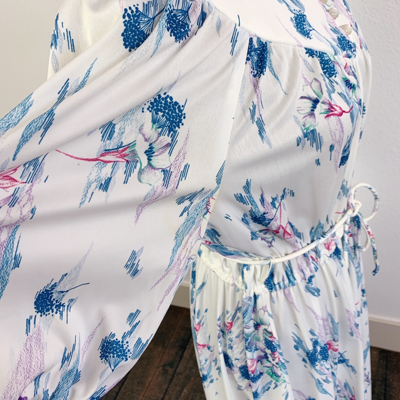 Vintage Secretary Lightweight Twee Floral Dress Retro White Colorful 12