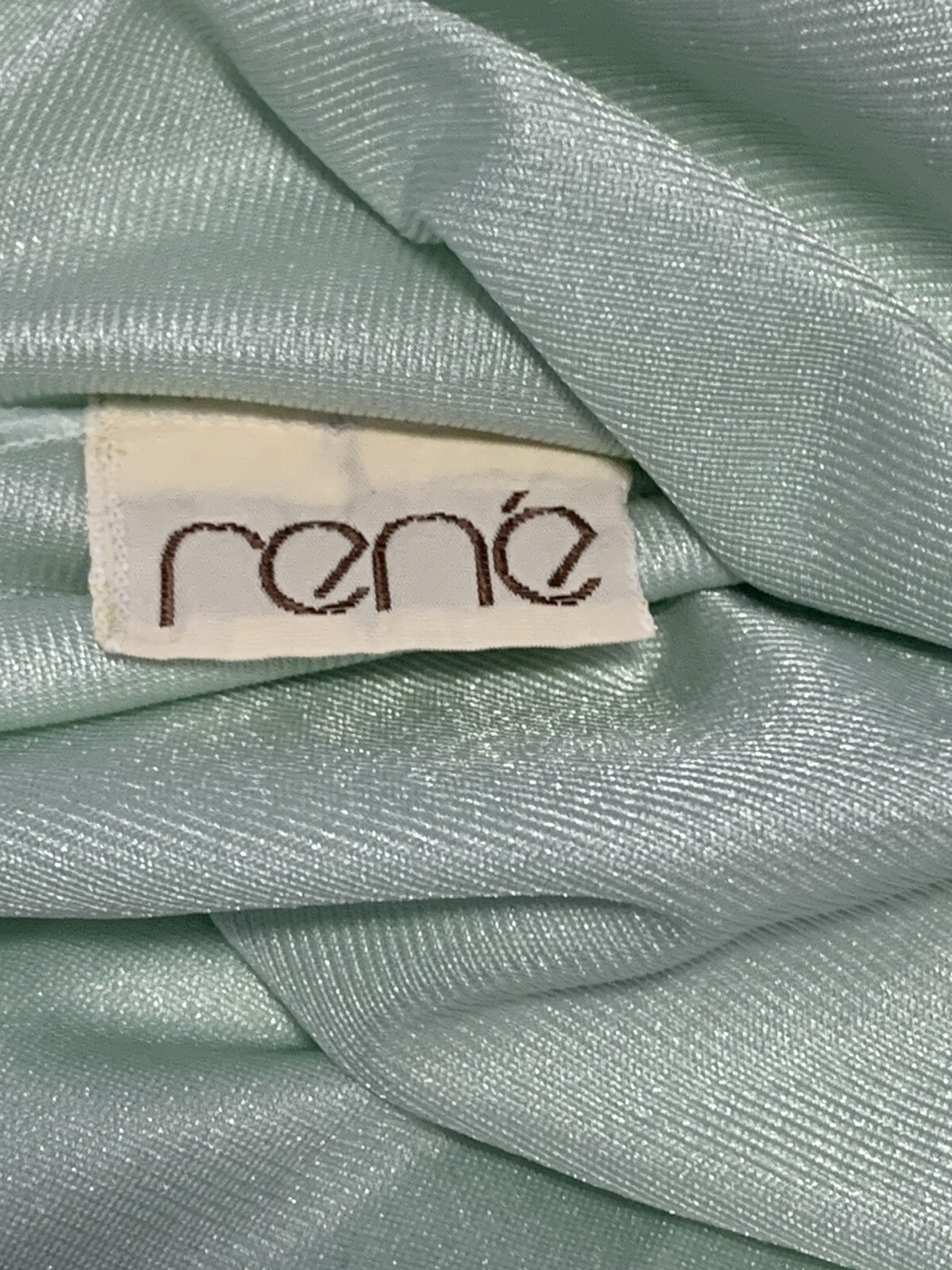 VTG Rene Nylon Nightgown Slip Dress Retro Mod Lace 70s Green Rope Nightie Gown