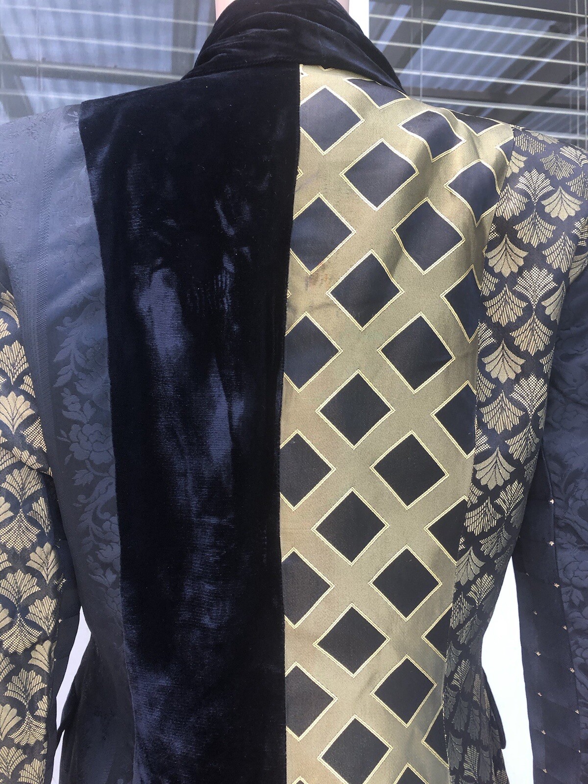 Vtg 80s Stanley Blacker For Gantos Black Gold Statement Cocktail Jacket S