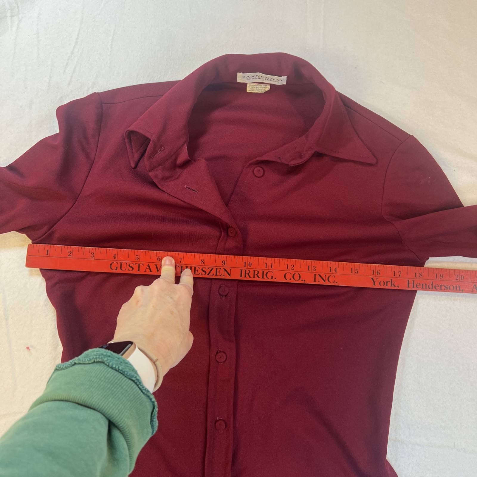 Tanner way By Melba Hobson Sz 6 Button Up Burgandy VTG 70s