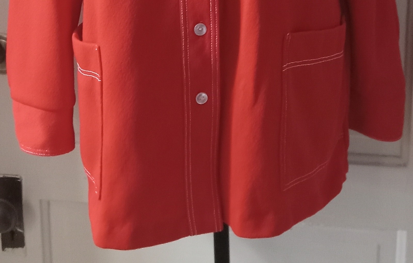 Vintage 60’s MONTGOMERY WARD LS Tomato Red Button Up Top Shirt Blouse 18
