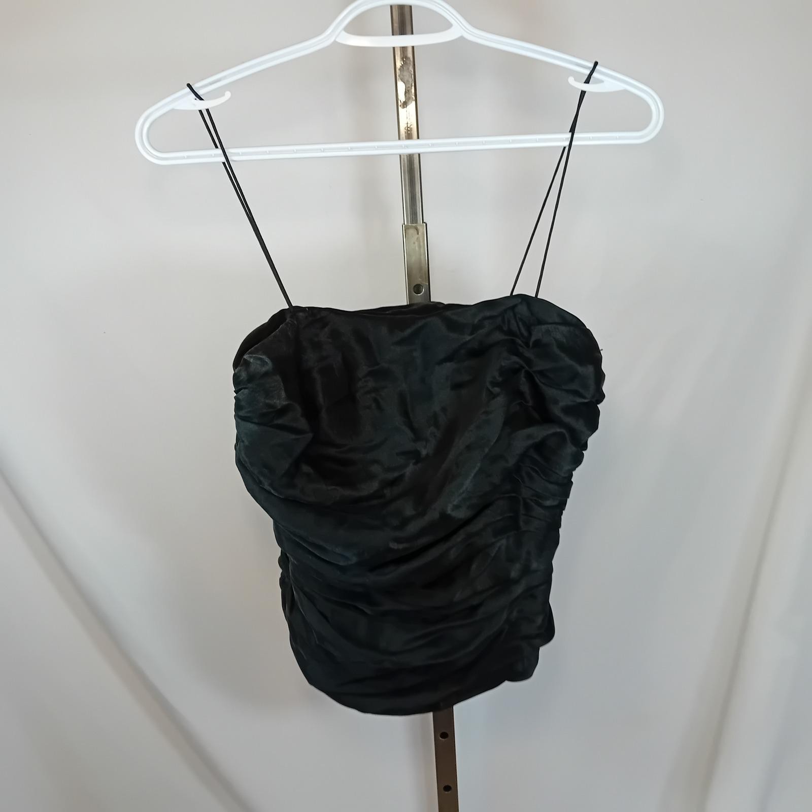 90s Vintage Y2K Lipton’s Ruched Silk Cami Top Cocktail Goth Club Festival 8 READ