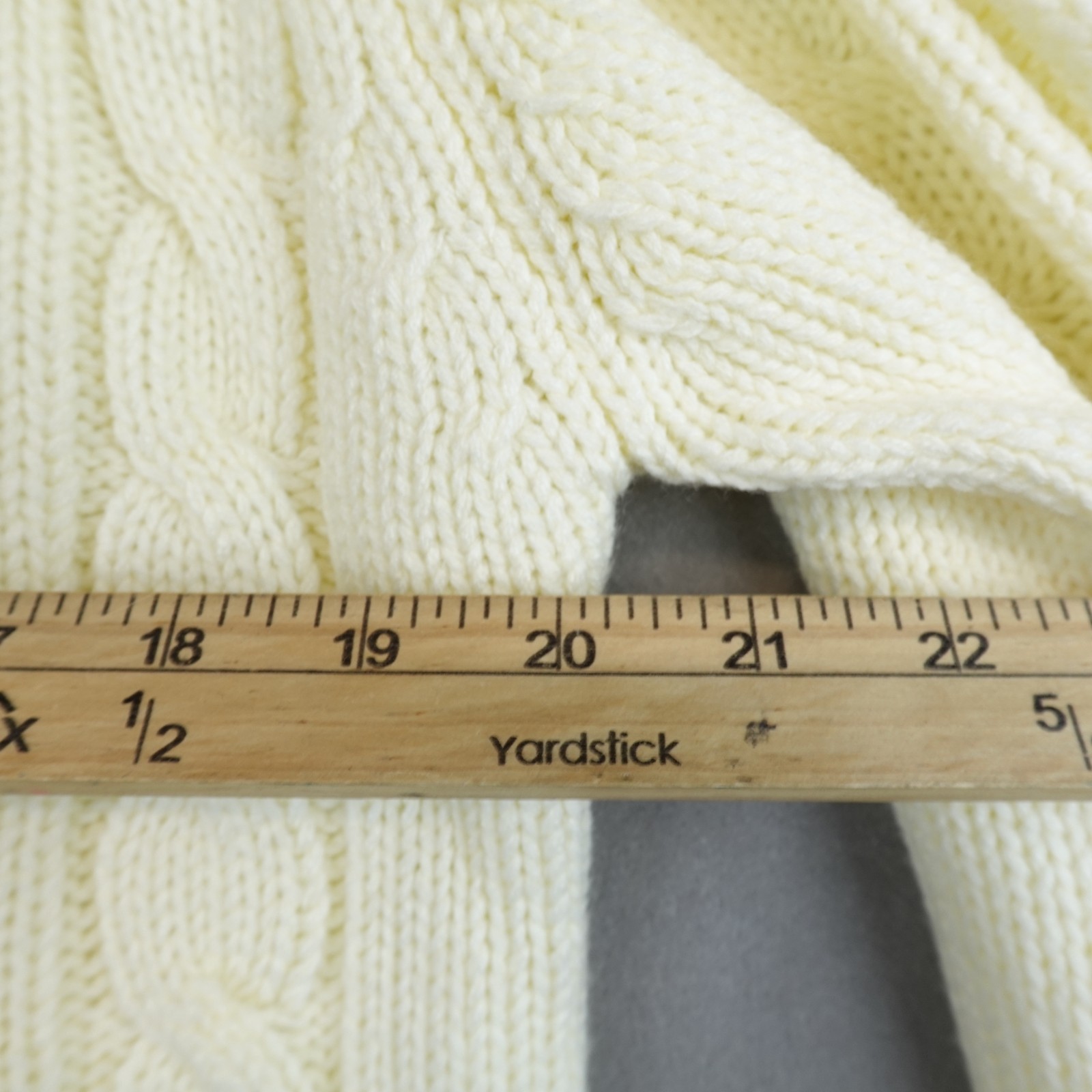 VTG 80s Sears Sweater Cream Ivory Cable Knit Boho Fisherman Cardigan Women Large