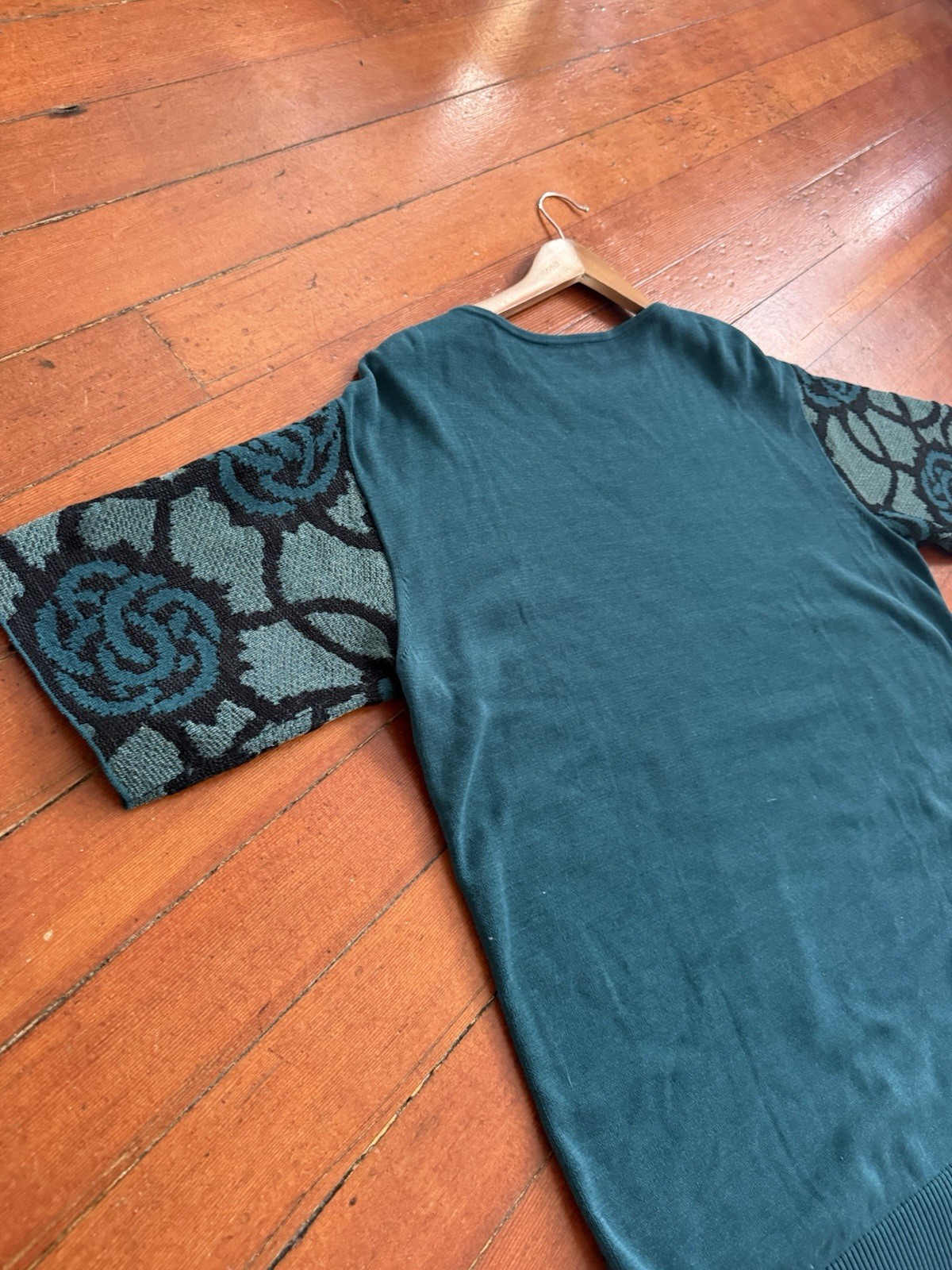 Vintage Dries Van Noten Rose Jacquard Knit Oversized Sweater/Tunic Avant Garde