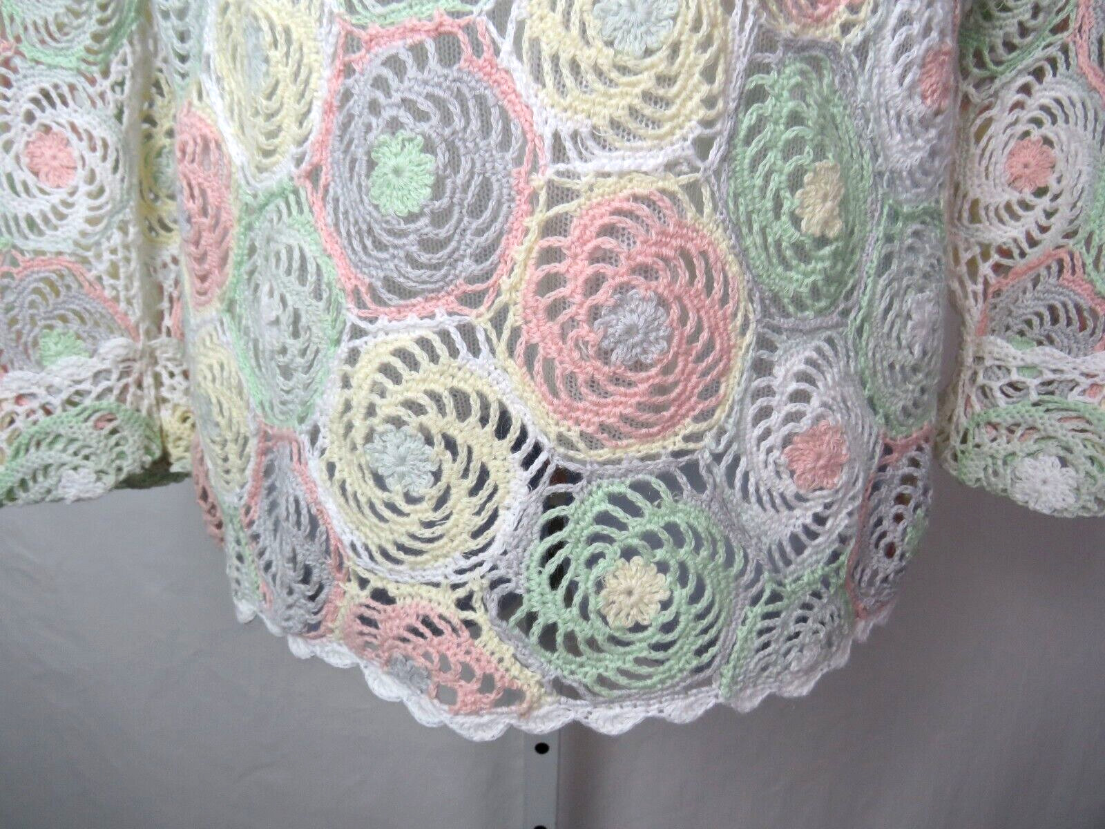 VTG 1980s BFA CLASSICS CROCHETED FLORAL TOP SIZE MEDIUM COTTON RAMIE LINED