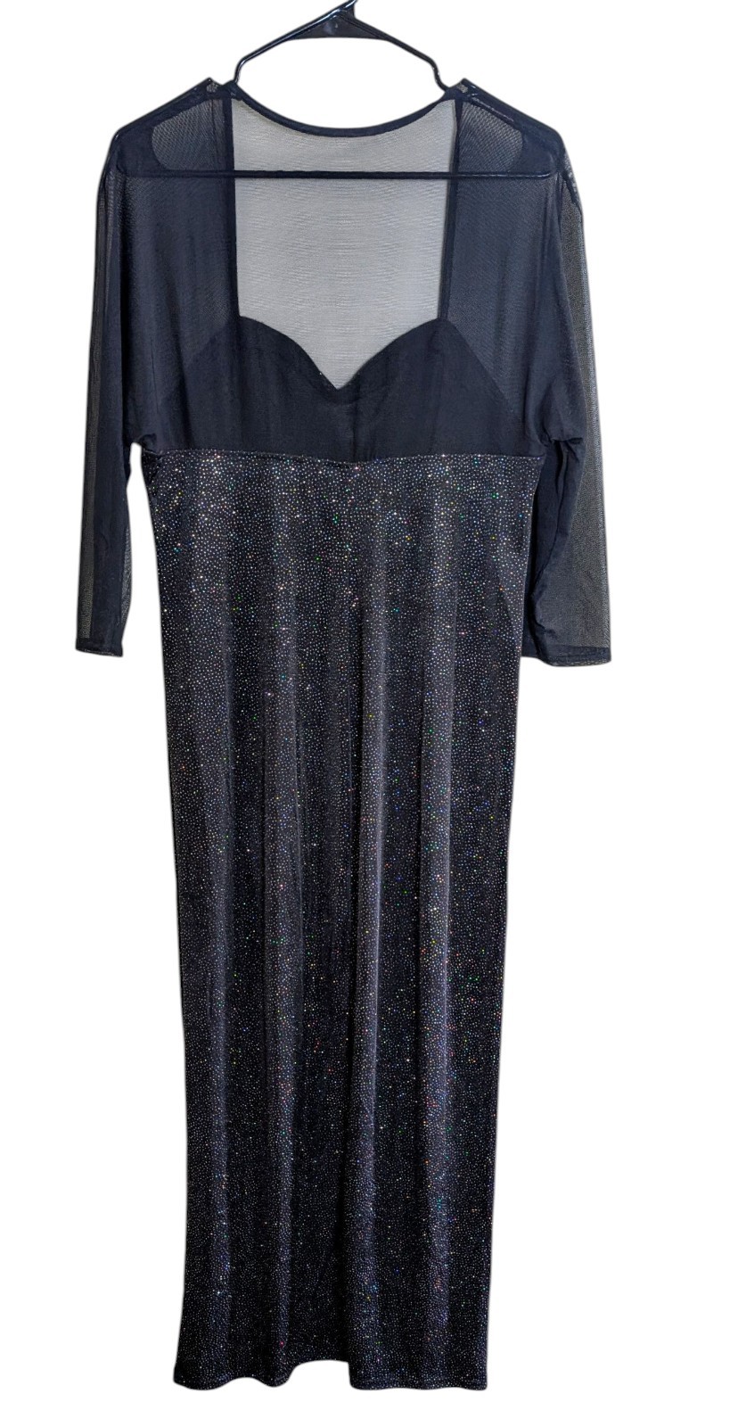Vintage Onyx Nite Sparkly Black Evening Gown Dress Women’s Size 16 Maxi Formal