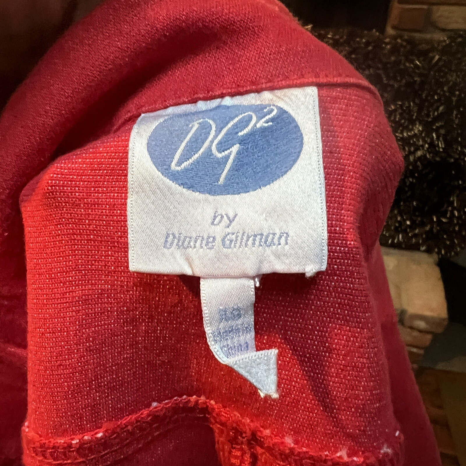 DIANE GILMAN DG2 Red / Brass Hardware Accent Stretch Denim Blazer Jacket XS S M