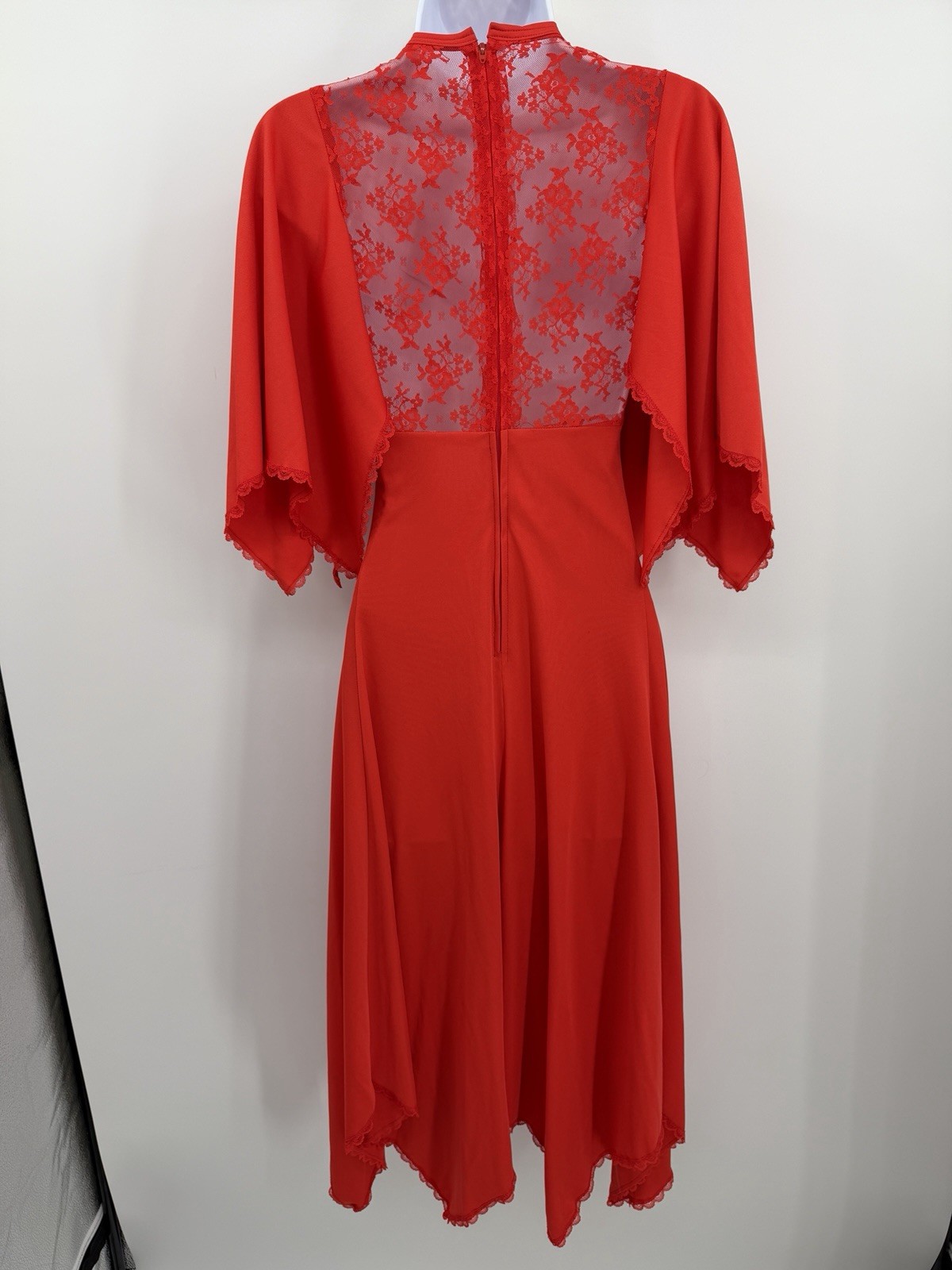Vtg 1970s Jody T of California Dress Lace Flowy Boho Orange Empire Waist Size 5