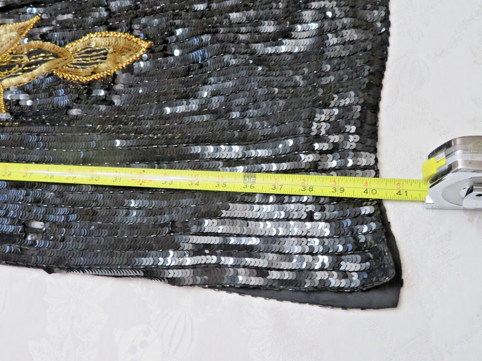1990’s VTG Vanna White Original Beaded Sequin Dress Size M Gold & Black Beading