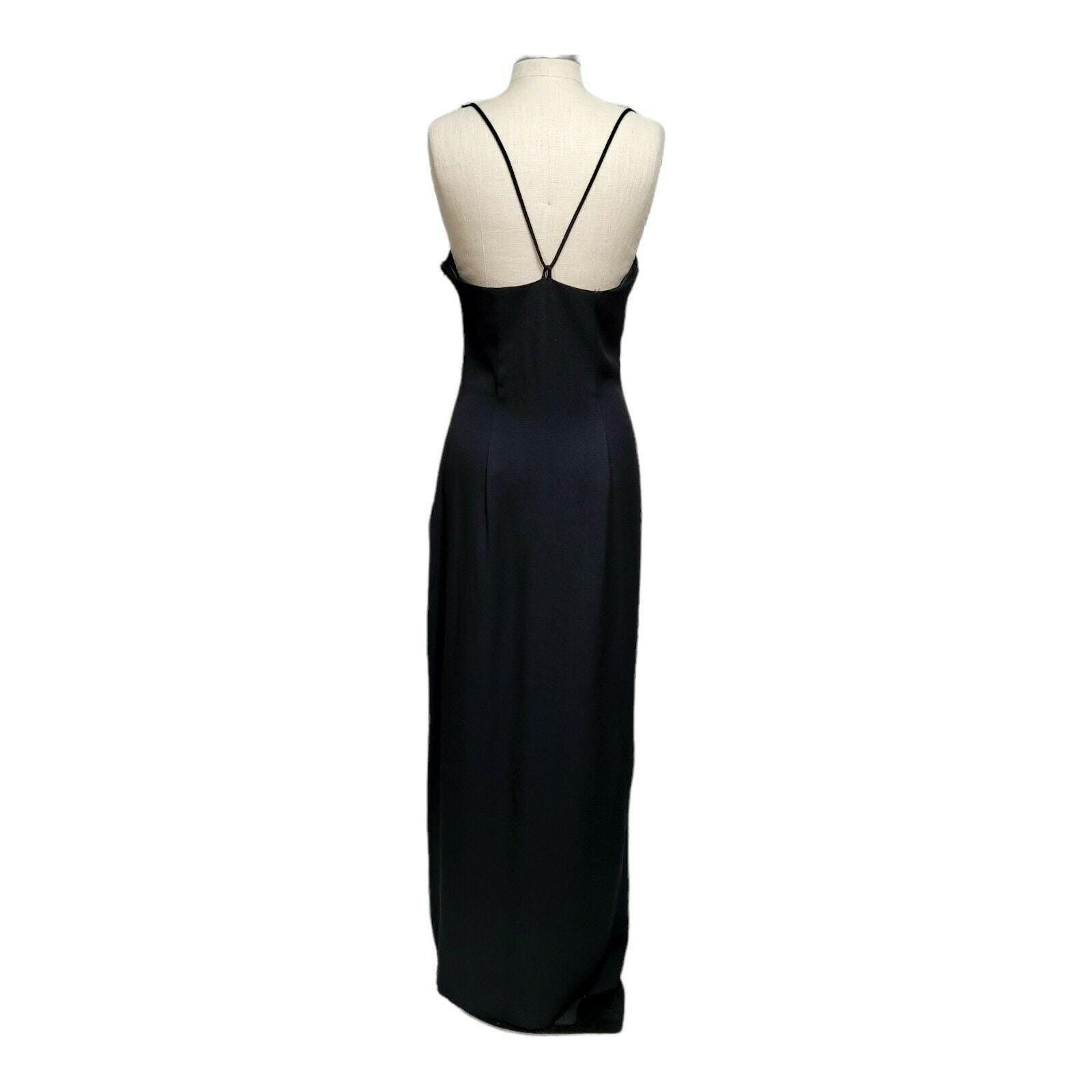 Vintage 90s Jessica McClintock Gunne Sax Black Halter Long Evening Gown Prom