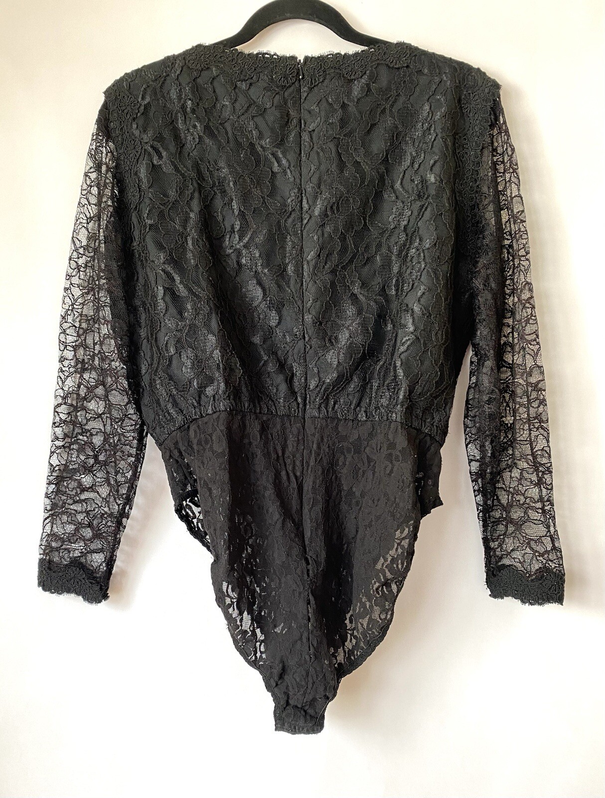 Vintage Bill Blass Evening Women’s Black Lace Bodysuit Size Large Snap Closure