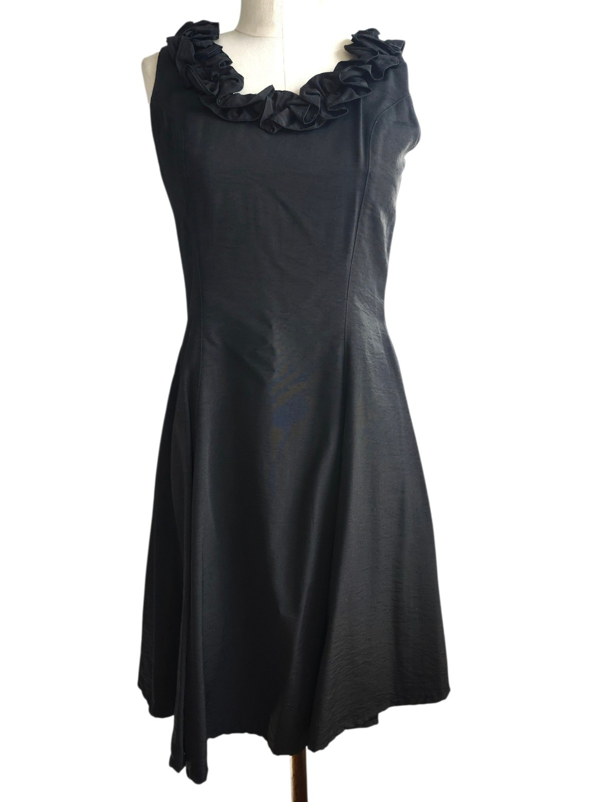 VTG Melbourne Designer 80s Retro Cocktail Dress Ruffle Collar Fit And Flare 8