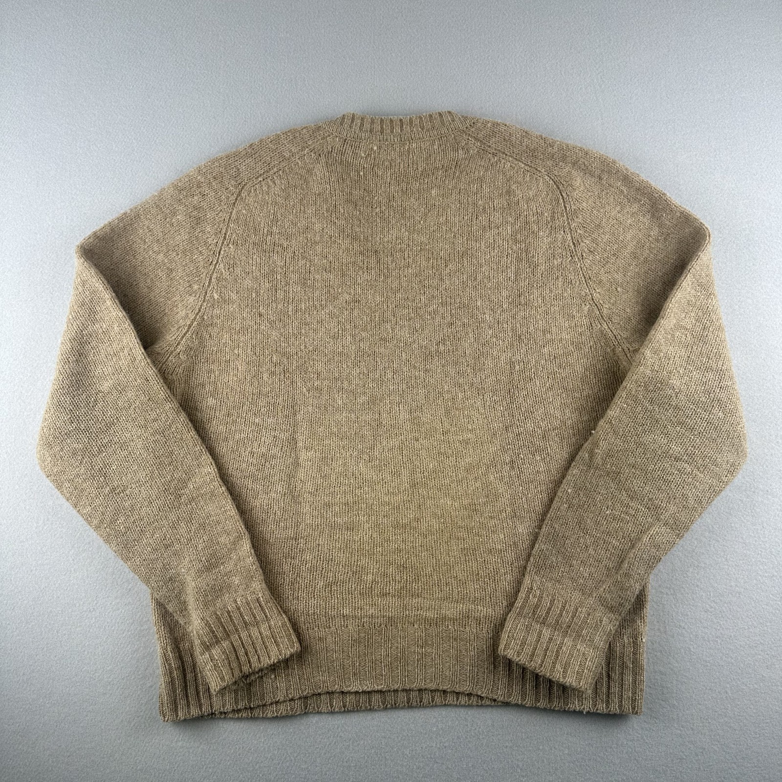 ZCMI Vintage 70s Beige Pure New Wool Sweater Size Large Made in British Crown HK